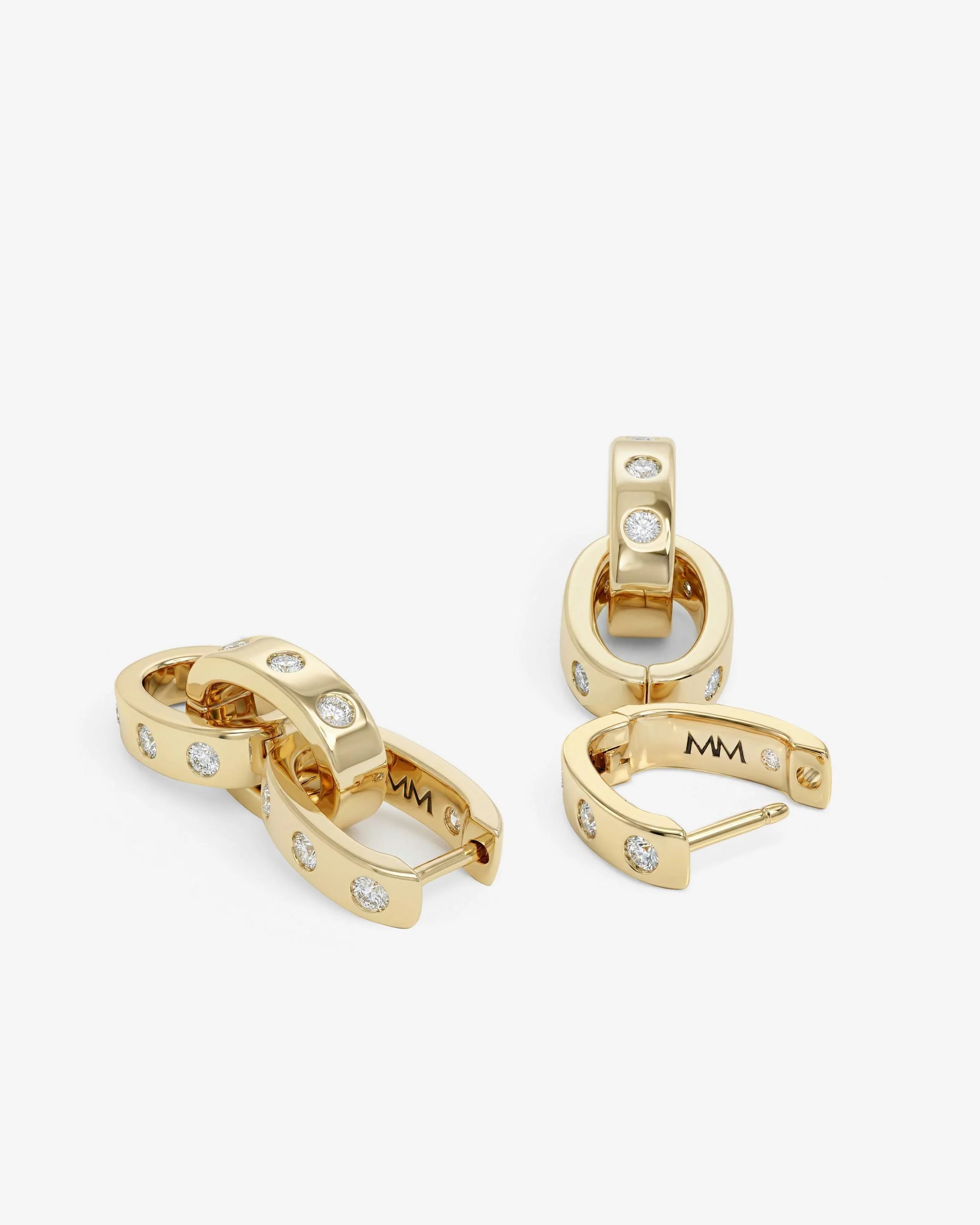 Ashley Chain Convertible Earring - Gold|White Diamondettes - Image 3