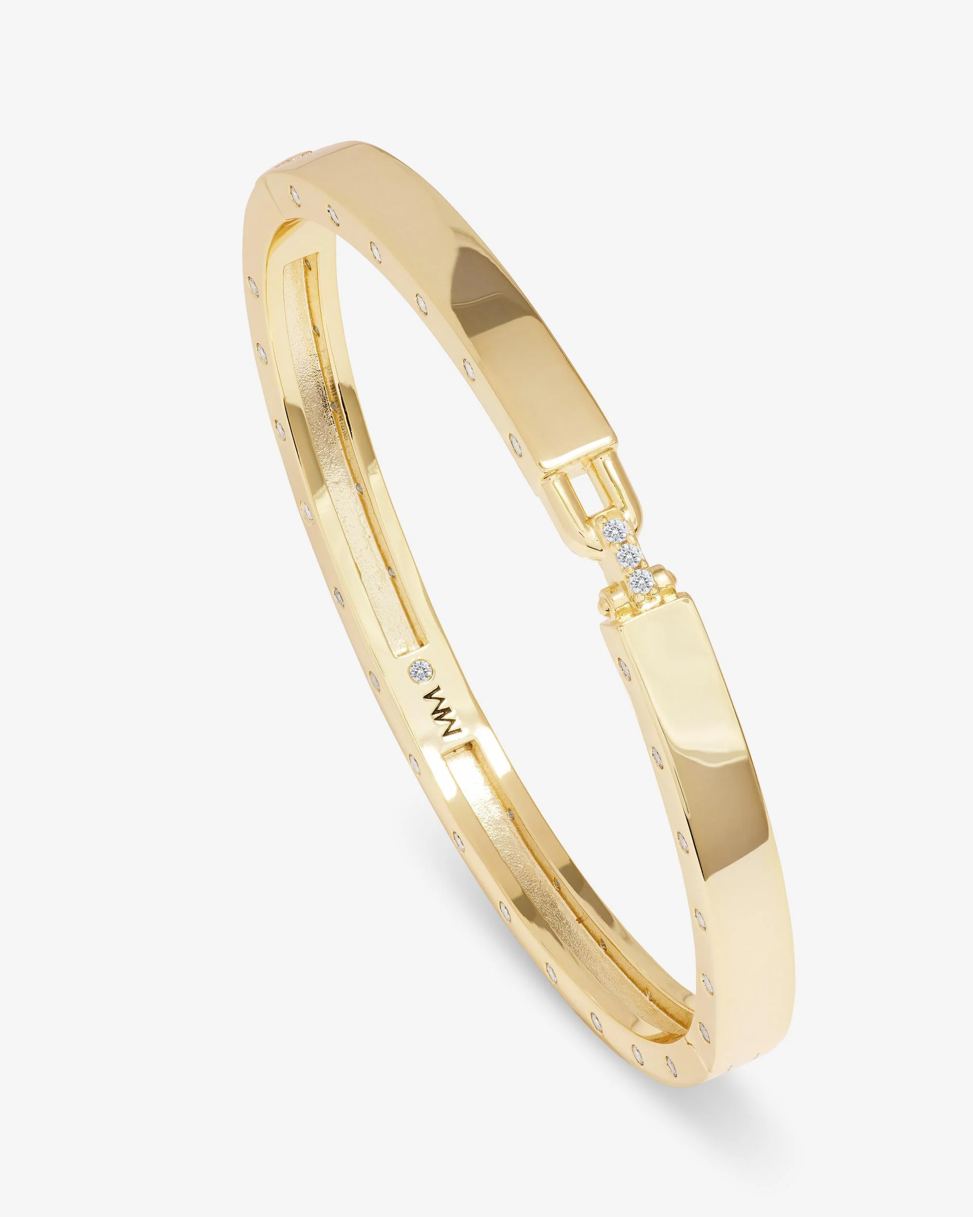 Ashley Lock Cuff 6mm - Gold|White Diamondettes - Image 3