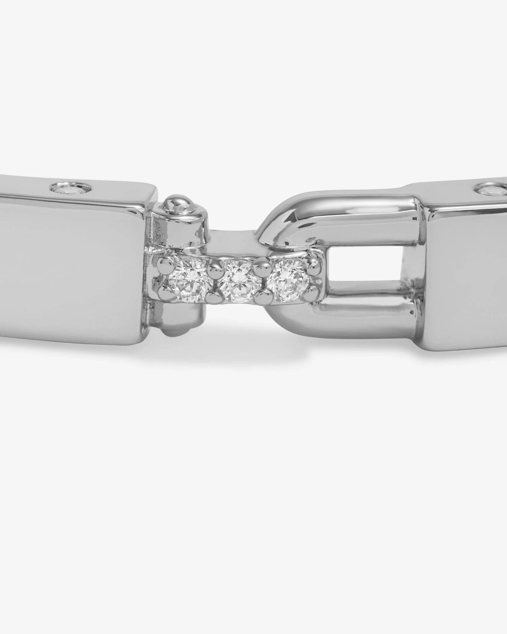 Ashley Lock Cuff 6mm - Silver|White Diamondettes - Image 6