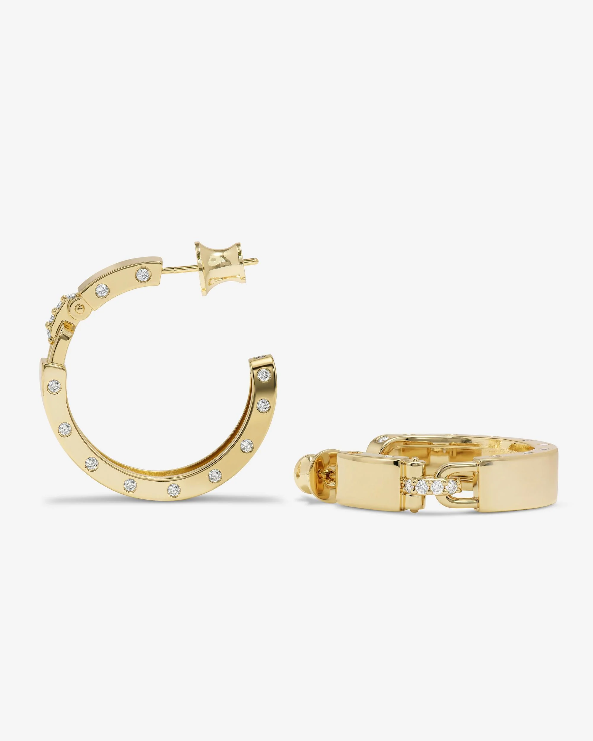 Ashley Lock Hoops 1" - Gold|White Diamondettes - Image 4
