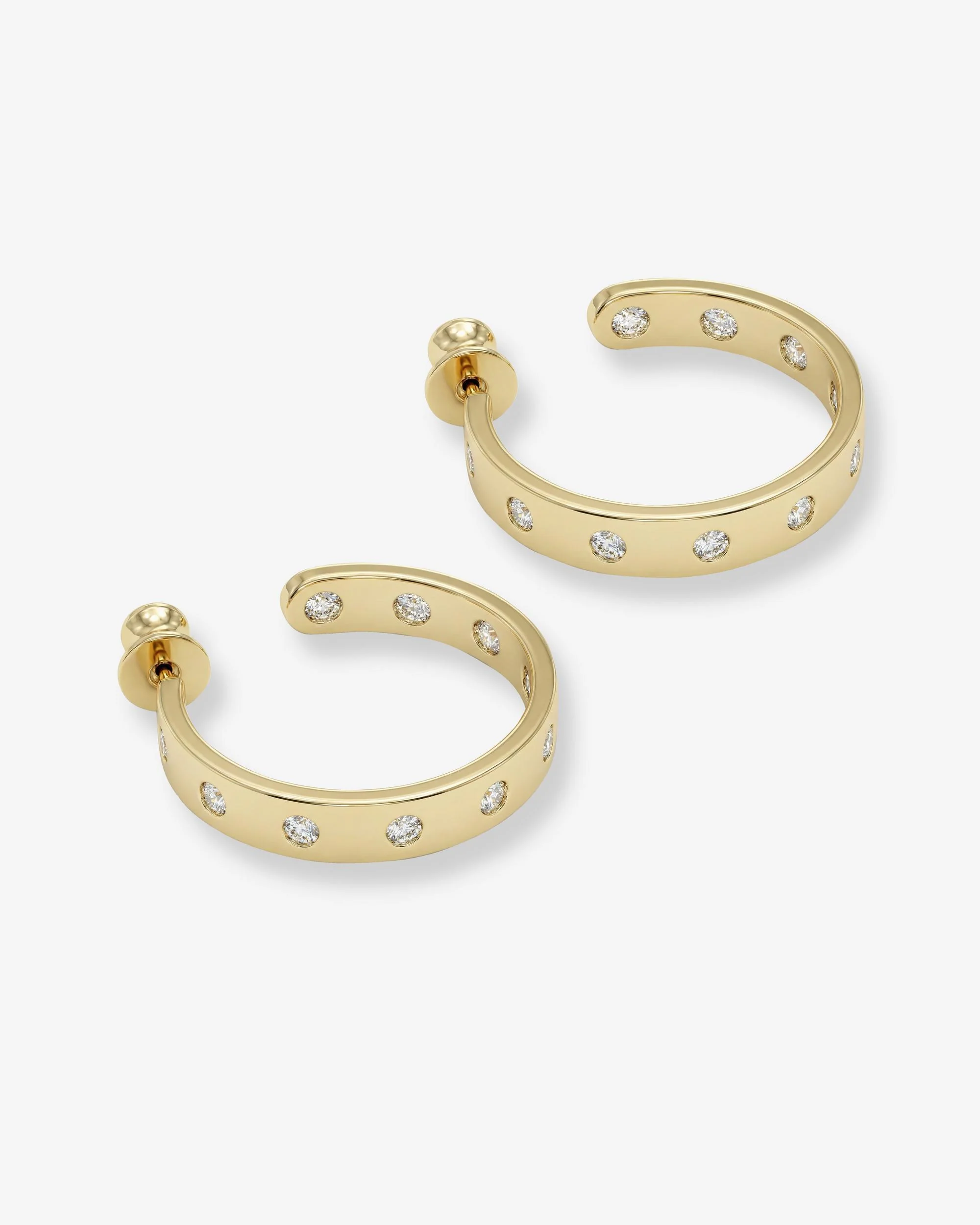 Ashley Rodeo Hoops 1" - Gold|White Diamondettes - Image 3