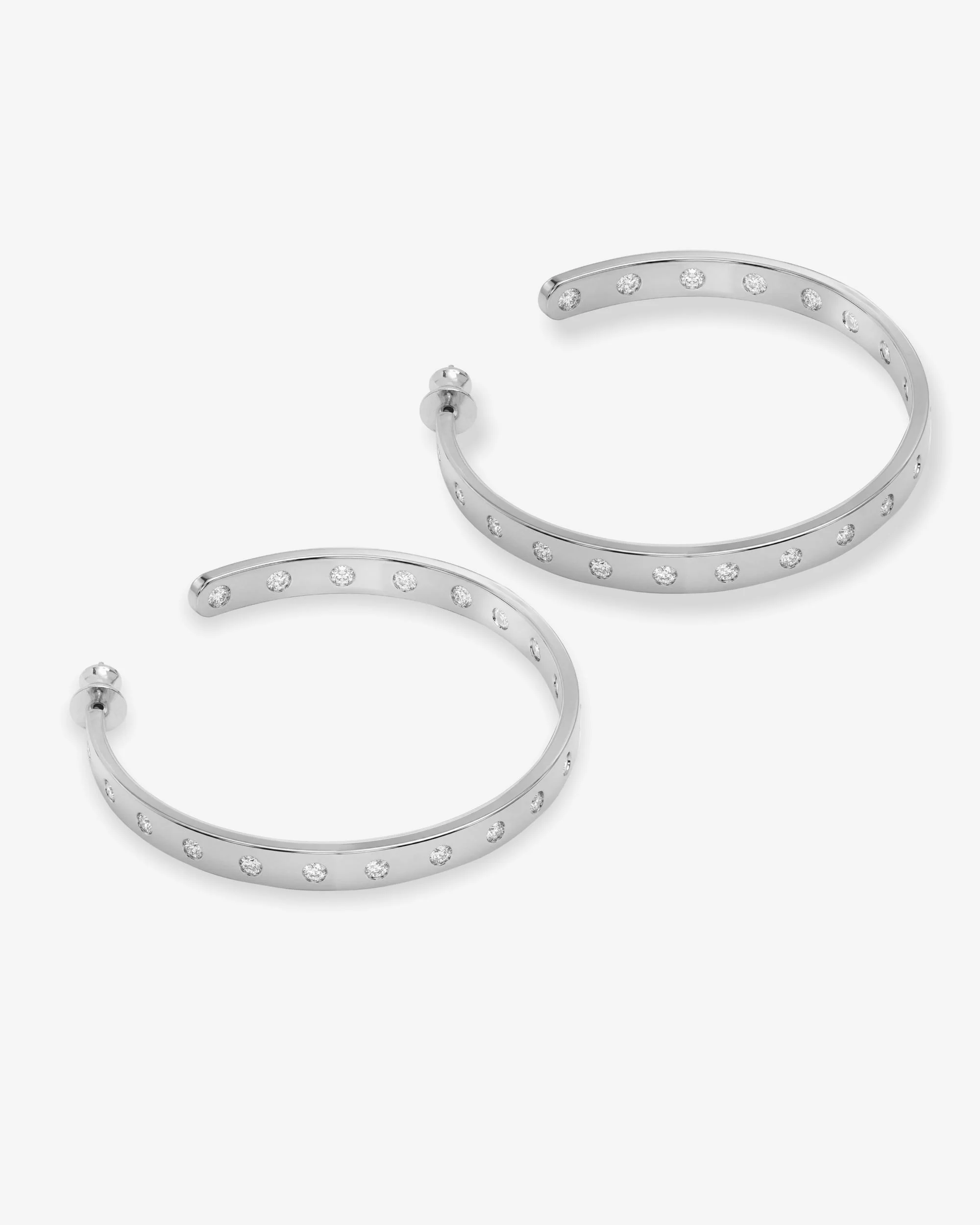 Ashley Rodeo Hoops 2" - Silver|White Diamondettes - Image 3