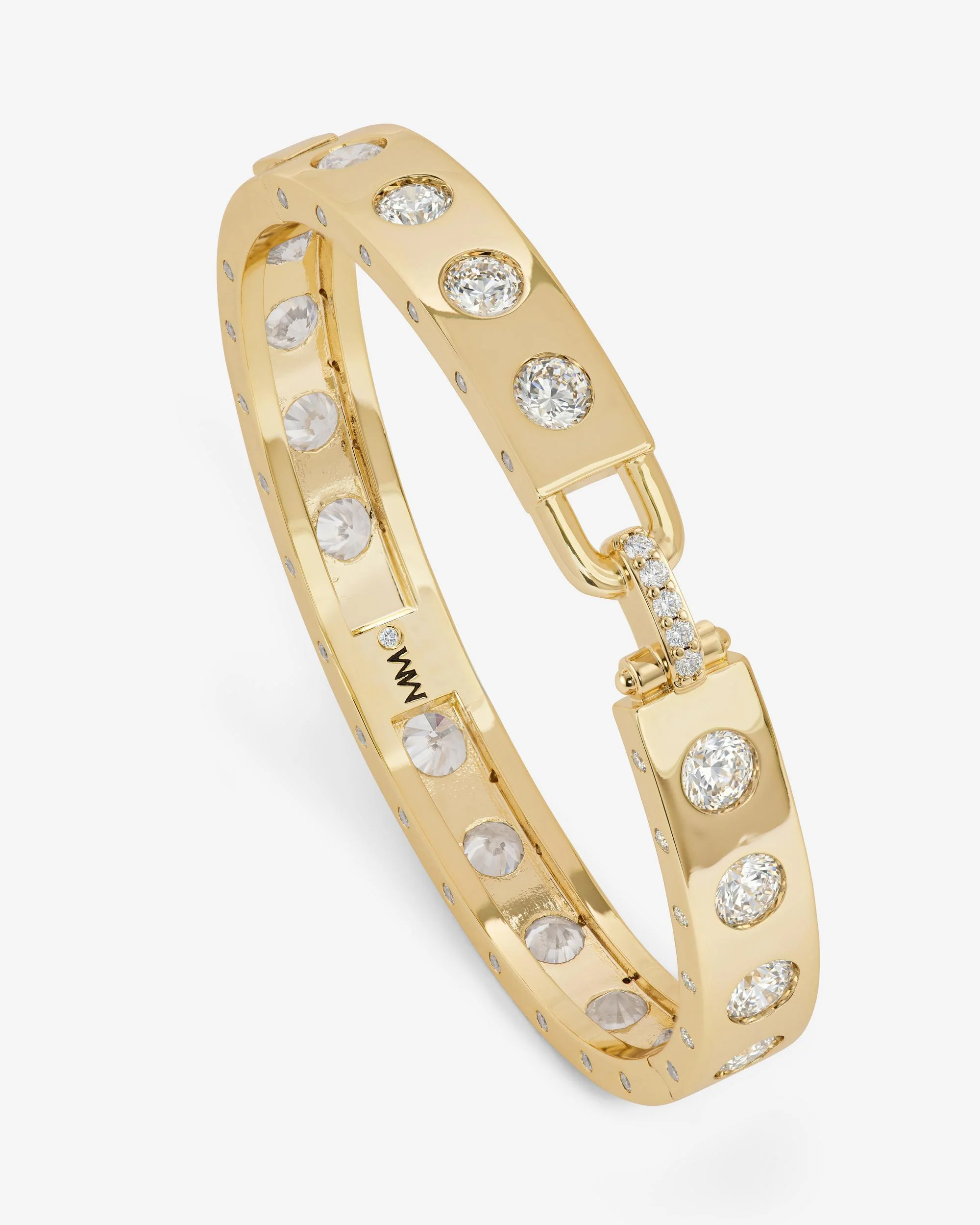 Ashley Rodeo Lock Cuff 9mm - Gold|White Diamondettes - Image 3