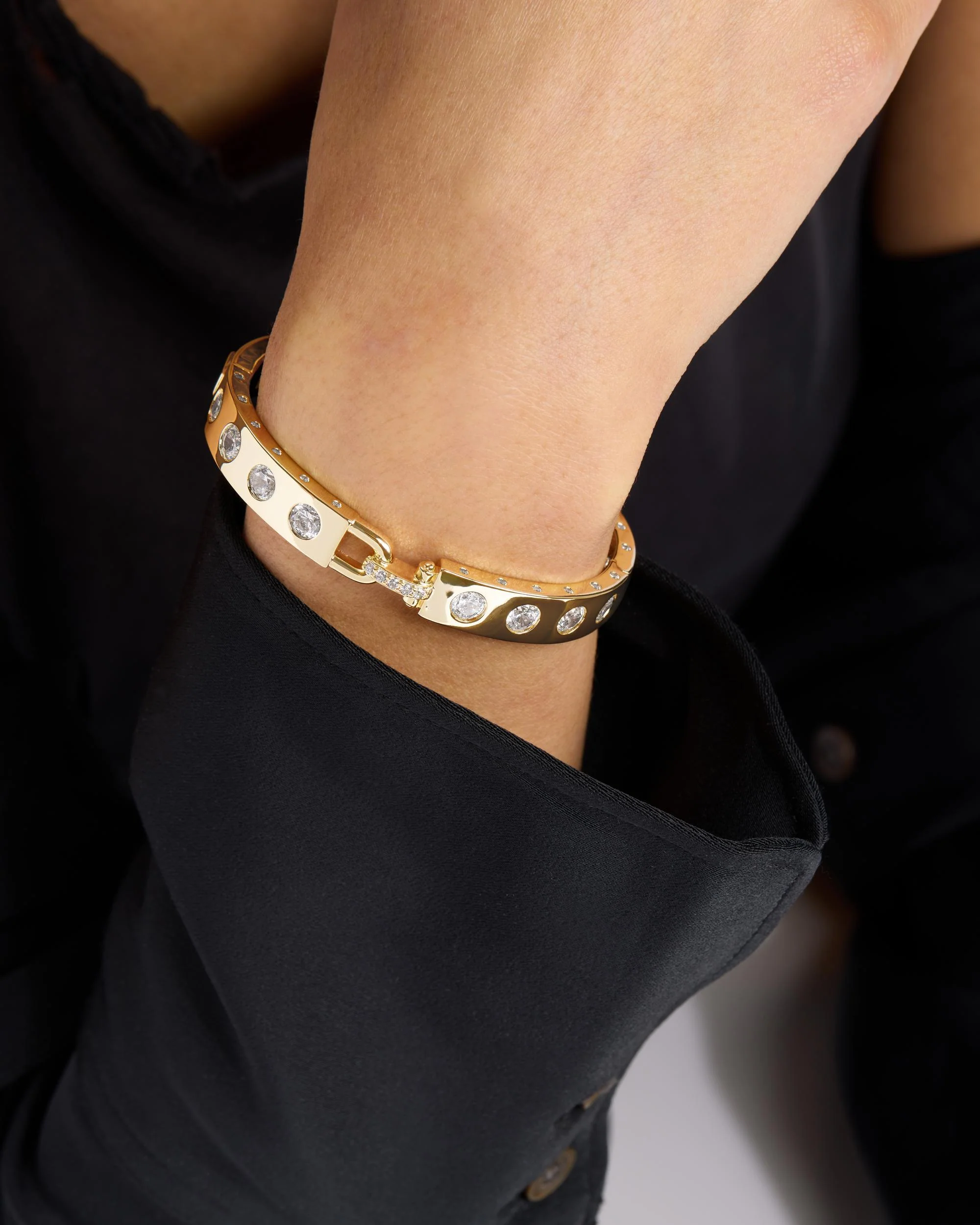 Ashley Rodeo Lock Cuff 9mm - Gold|White Diamondettes - Image 7