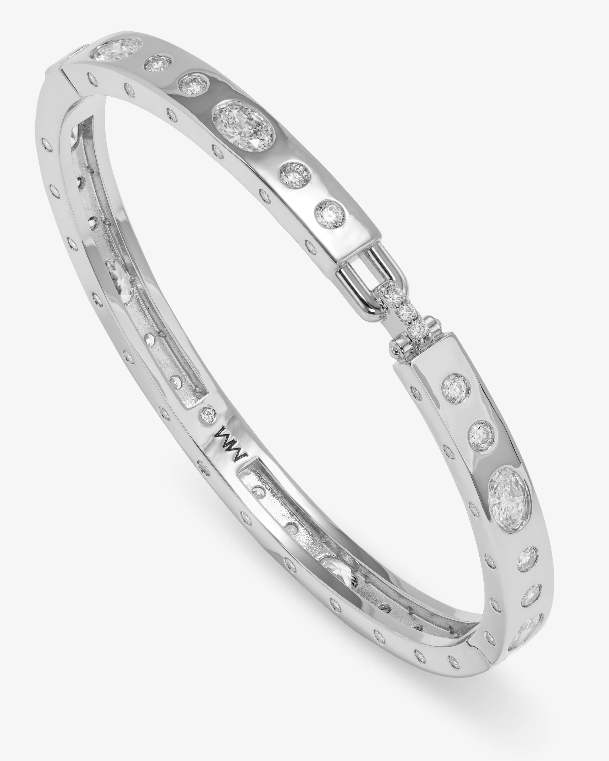 Ashley Sunset Lock Cuff 6mm - Silver|White Diamondettes - Image 3