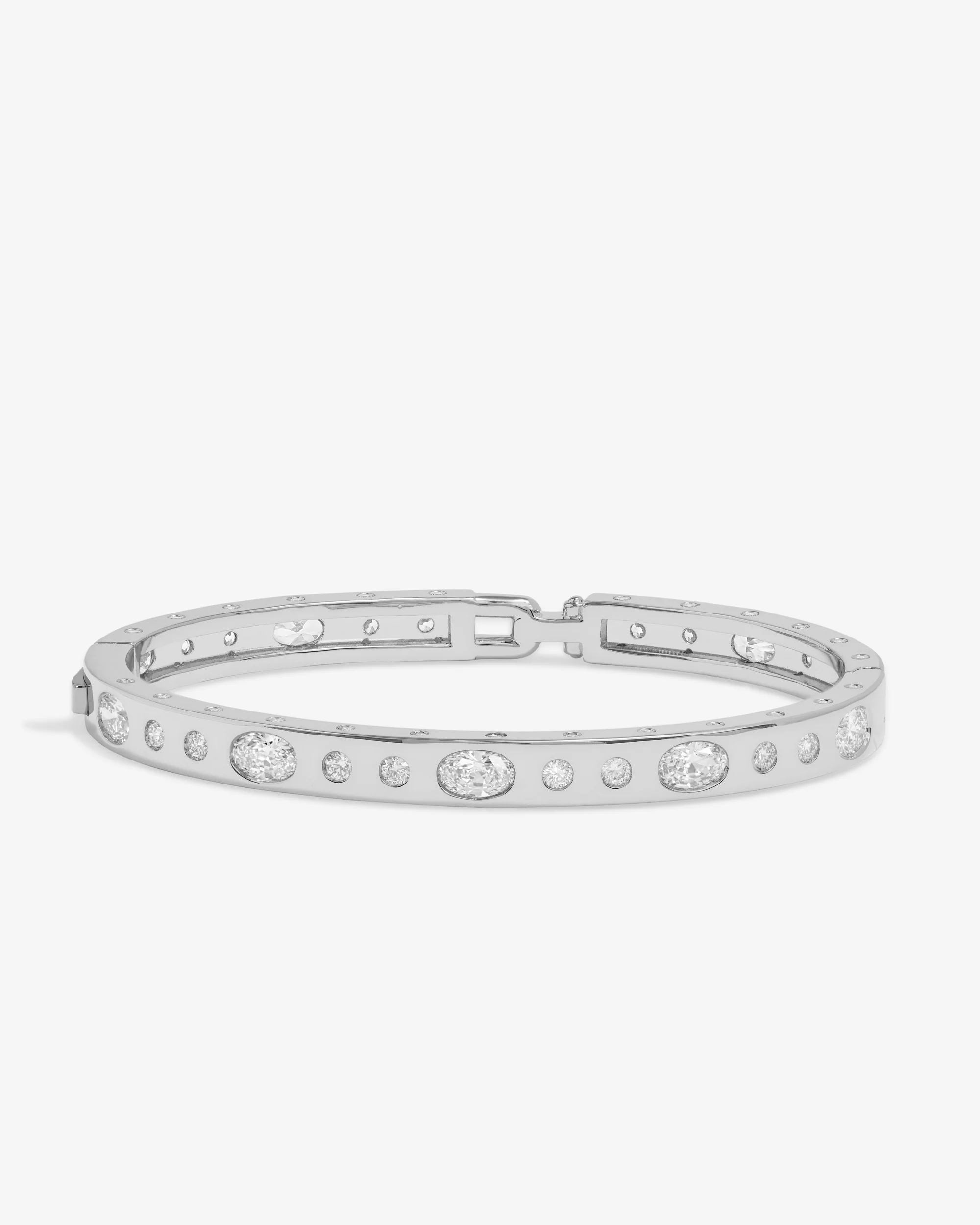 Ashley Sunset Lock Cuff 6mm - Silver|White Diamondettes - Image 4