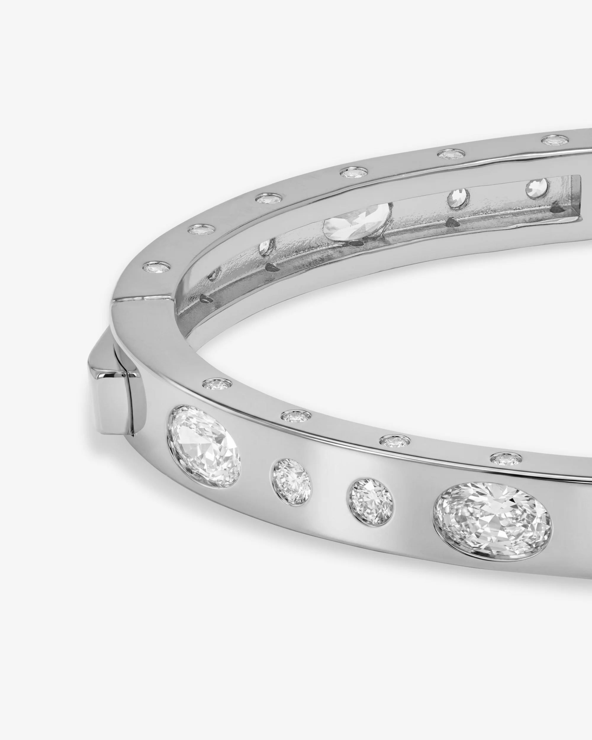 Ashley Sunset Lock Cuff 6mm - Silver|White Diamondettes - Image 6