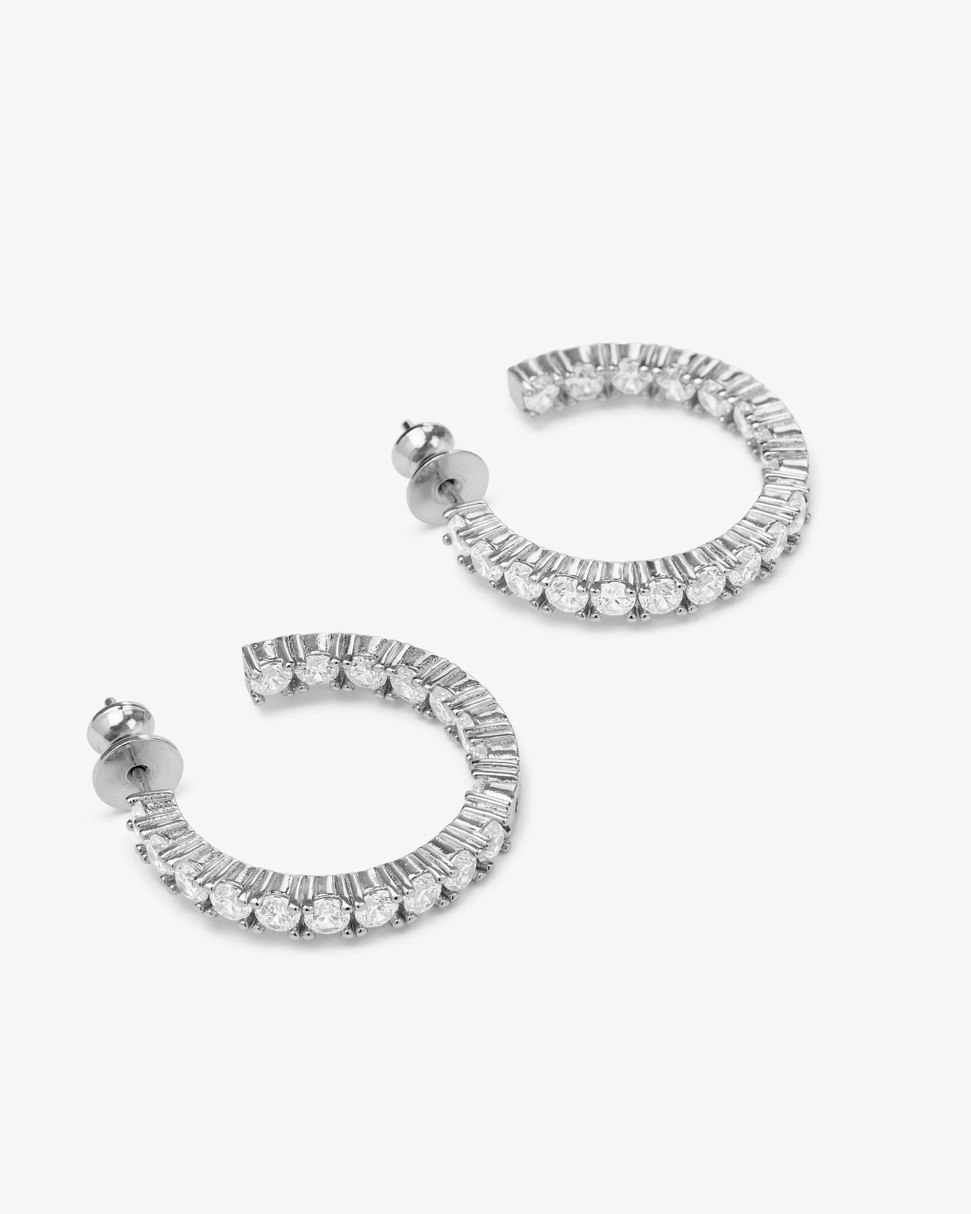 Heiress Hoops 1" - Silver|White Diamondettes - Image 3
