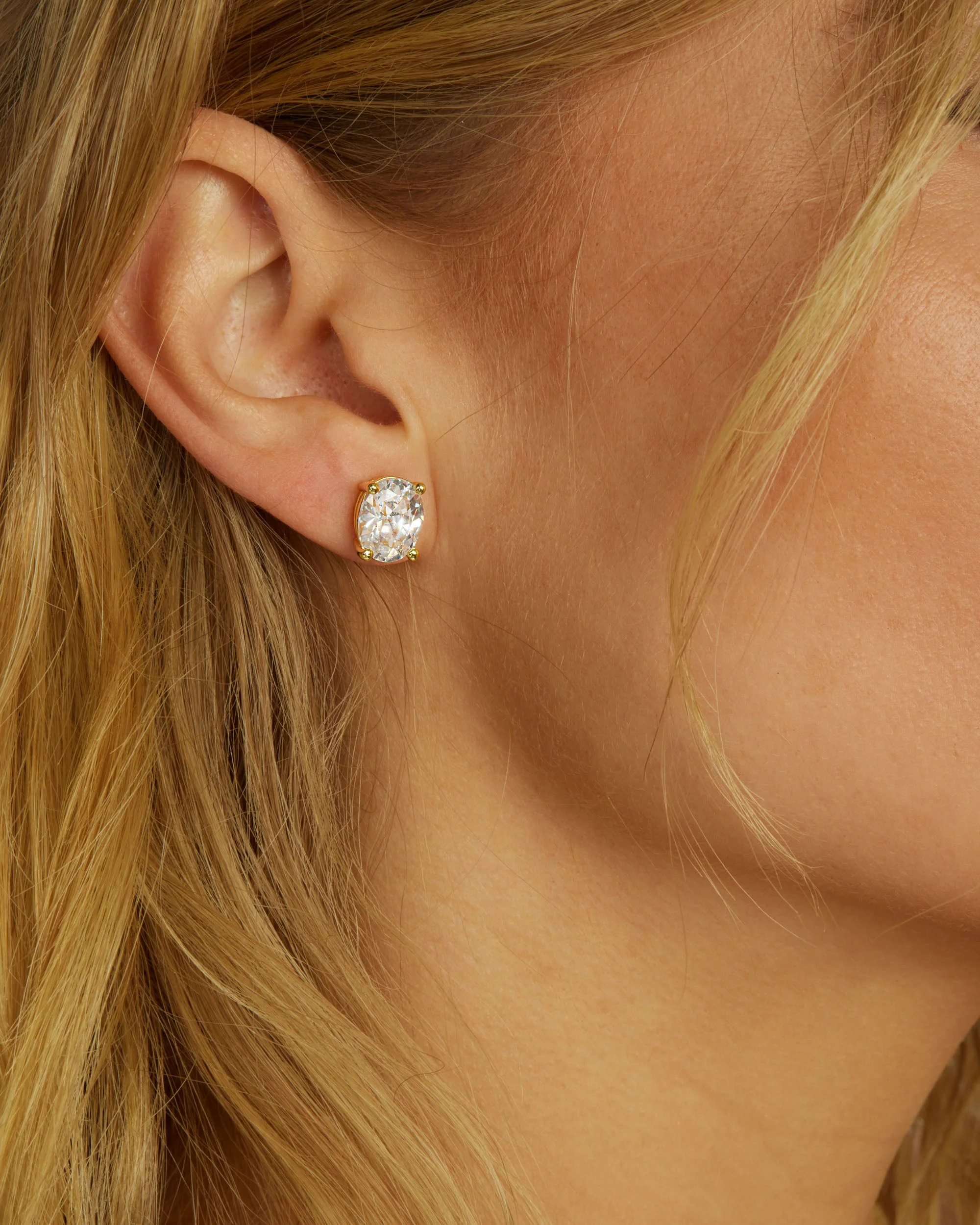 Hello Gorgeous 10mm Studs - Gold|White Diamondettes - Image 4