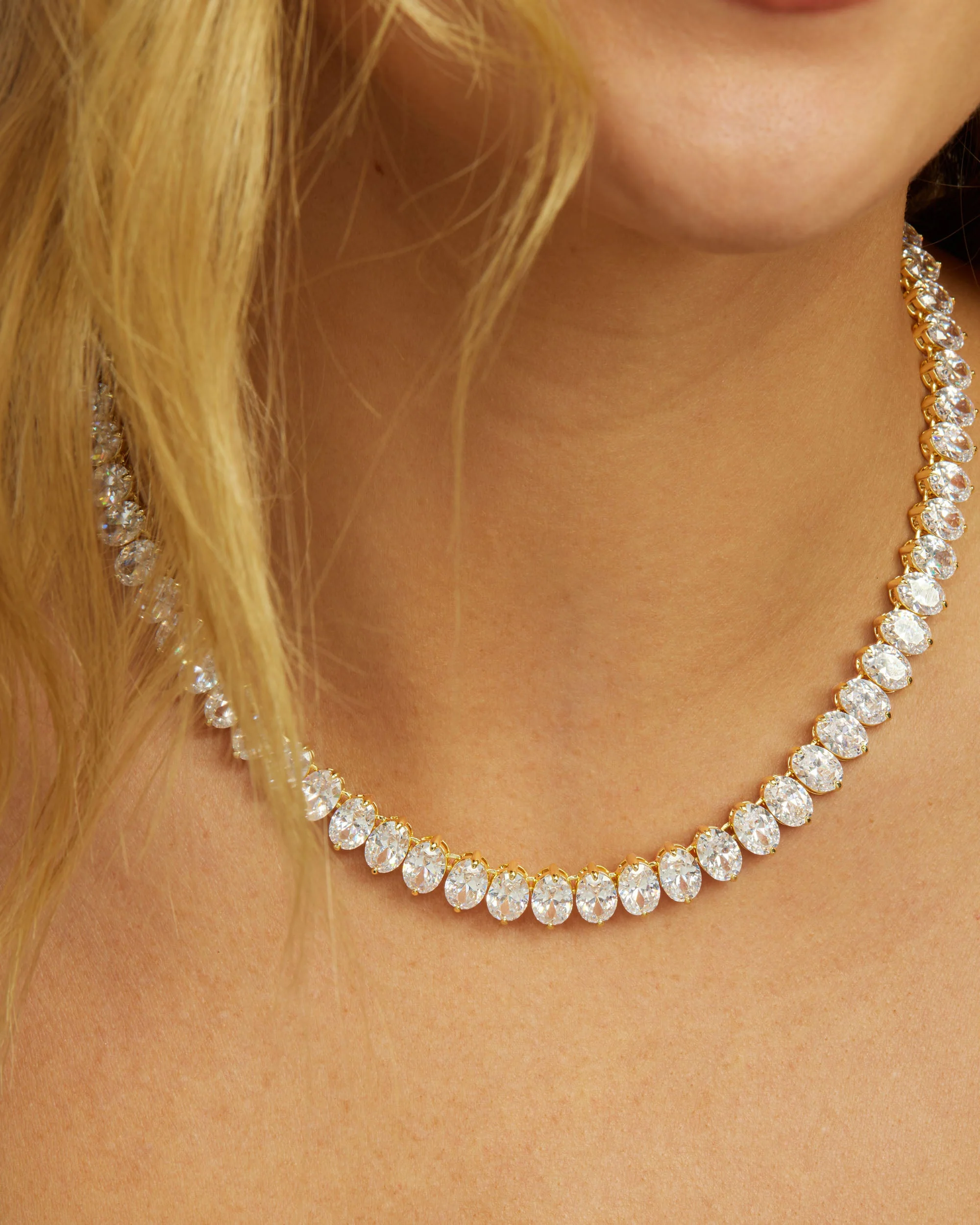 Hello Gorgeous Tennis Necklace 6mm - Gold|White Diamondettes - Image 2