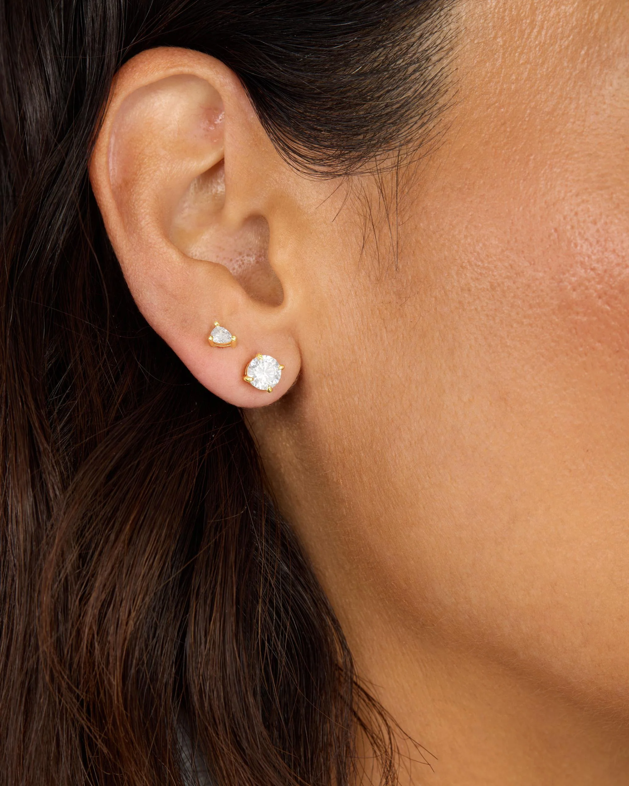 I Got a Raise Stud Set - Gold|White Diamondettes - Image 2