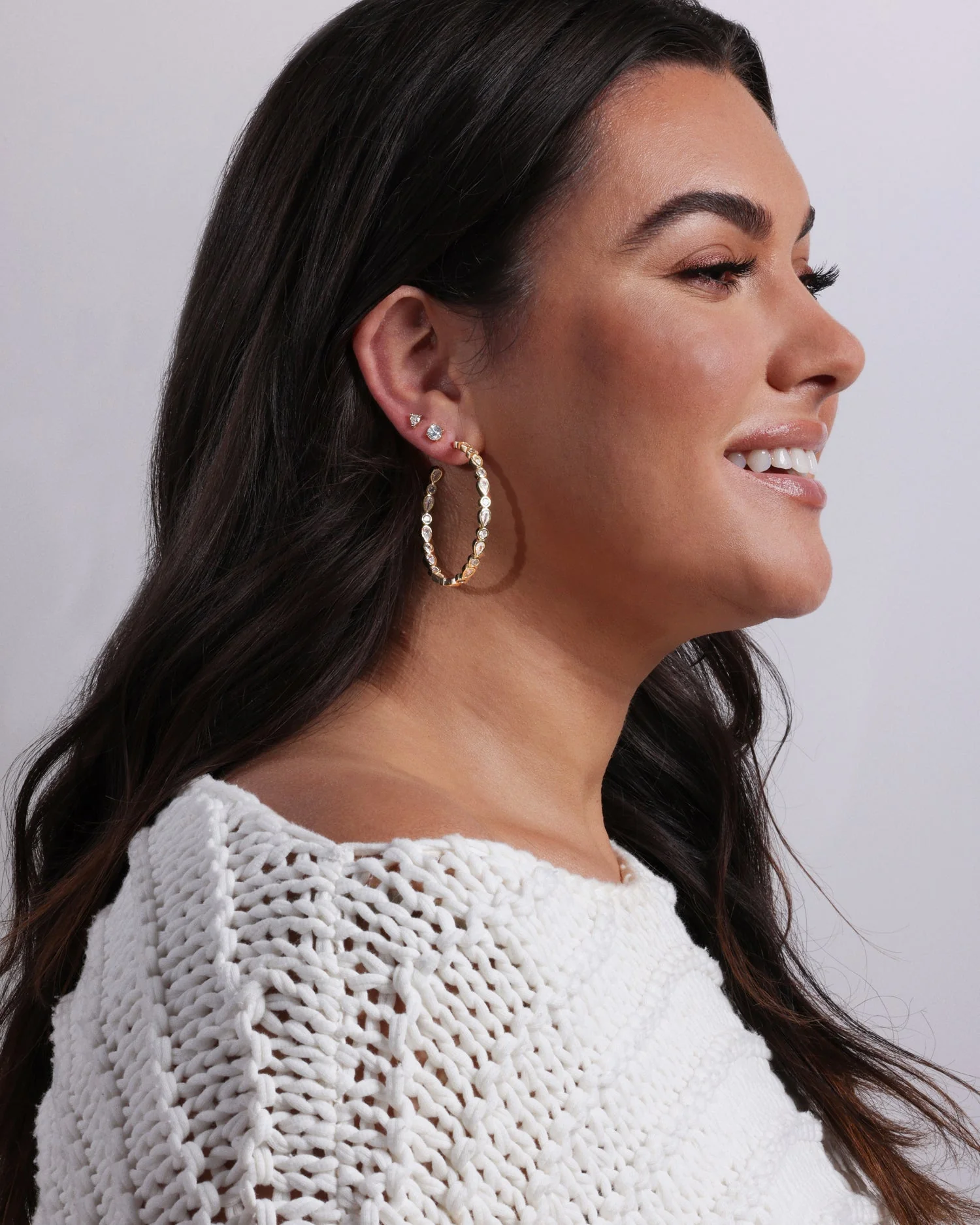 Isla Hoops 2" - Gold|White Diamondettes - Image 2
