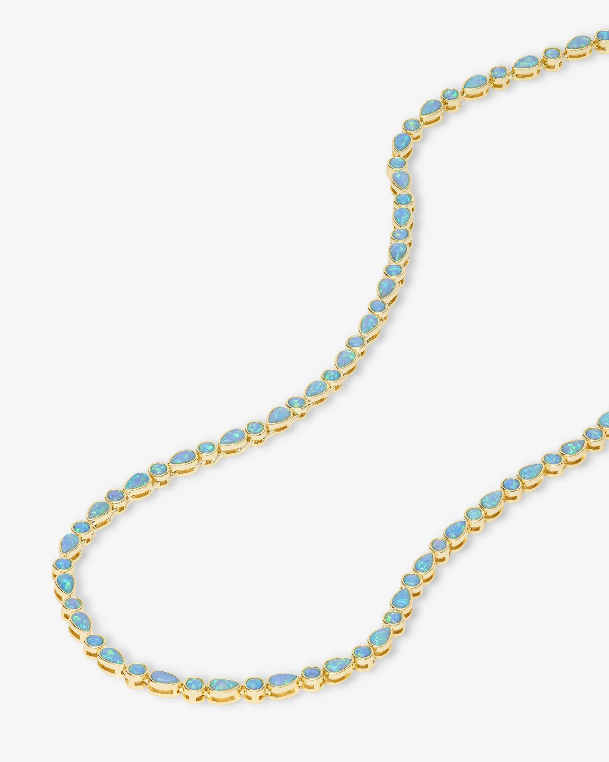 Isla Tennis Necklace 3mm - Gold|Blue Opal - Image 4