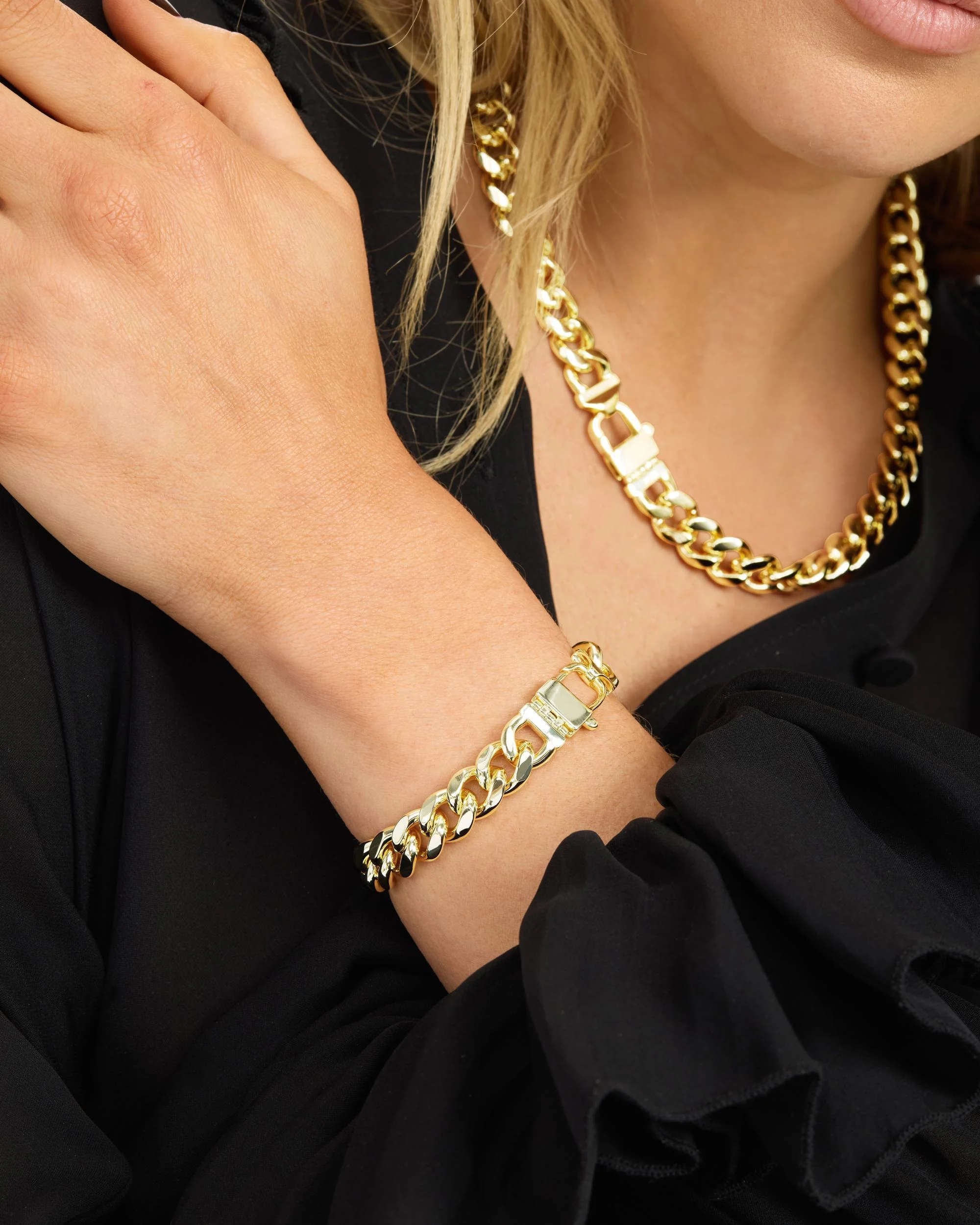 Julian Cuban Chain Bracelet 10.8mm - Gold - Image 2