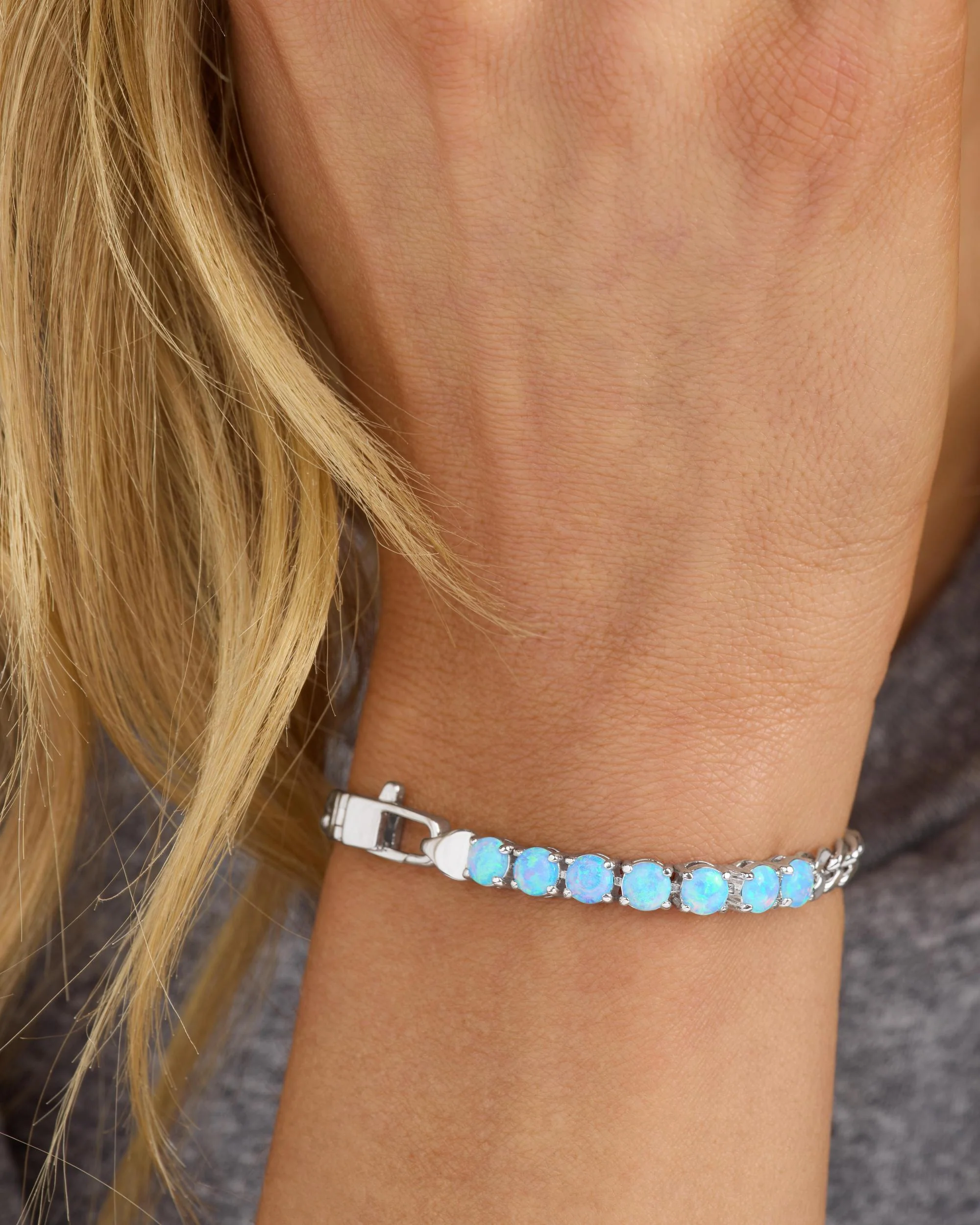 Julian Loves Opals Bracelet 5mm - Silver|Blue Opal - Image 2