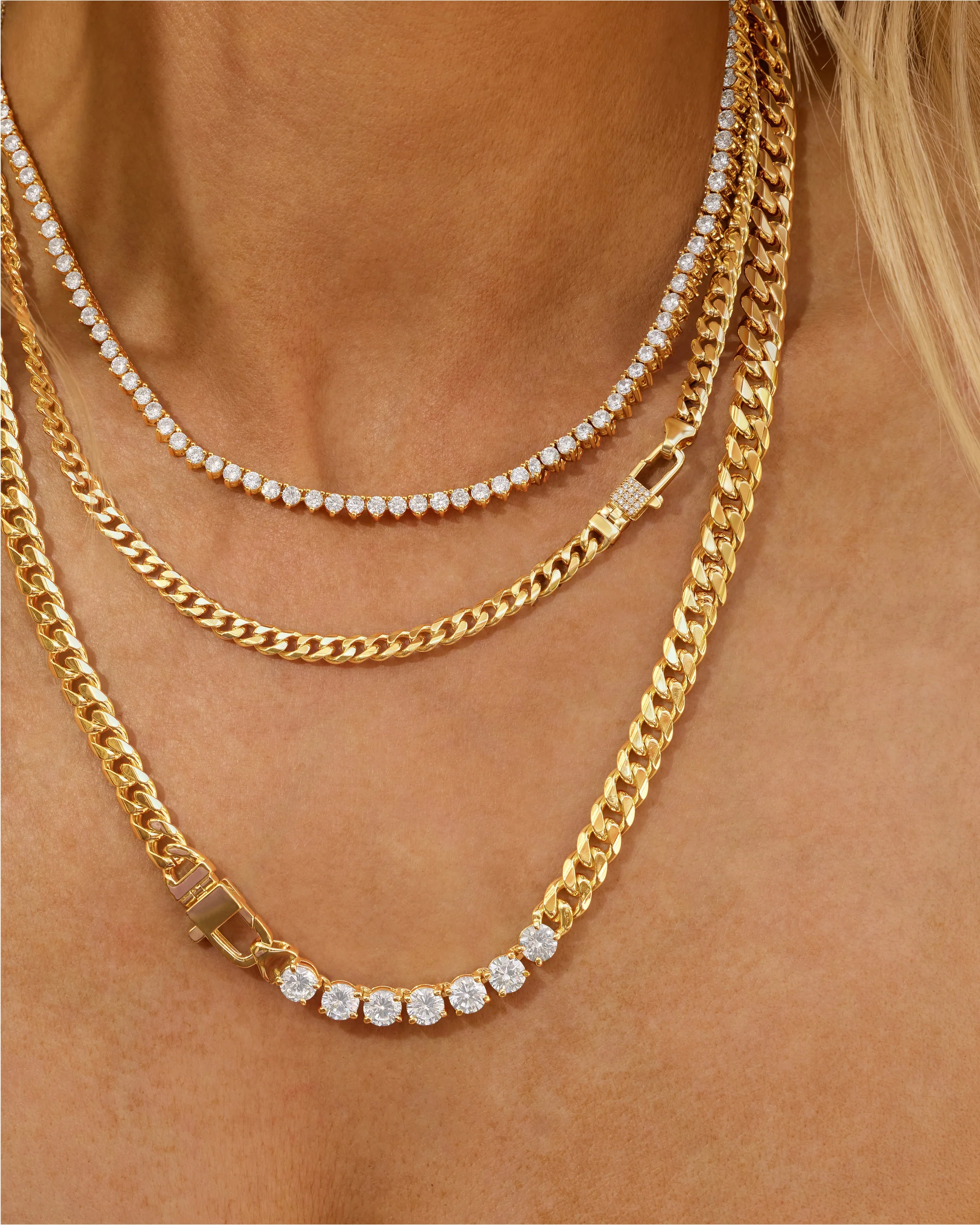 Julian Pavé Lock Necklace 5mm - Silver|White Diamondettes - Image 6