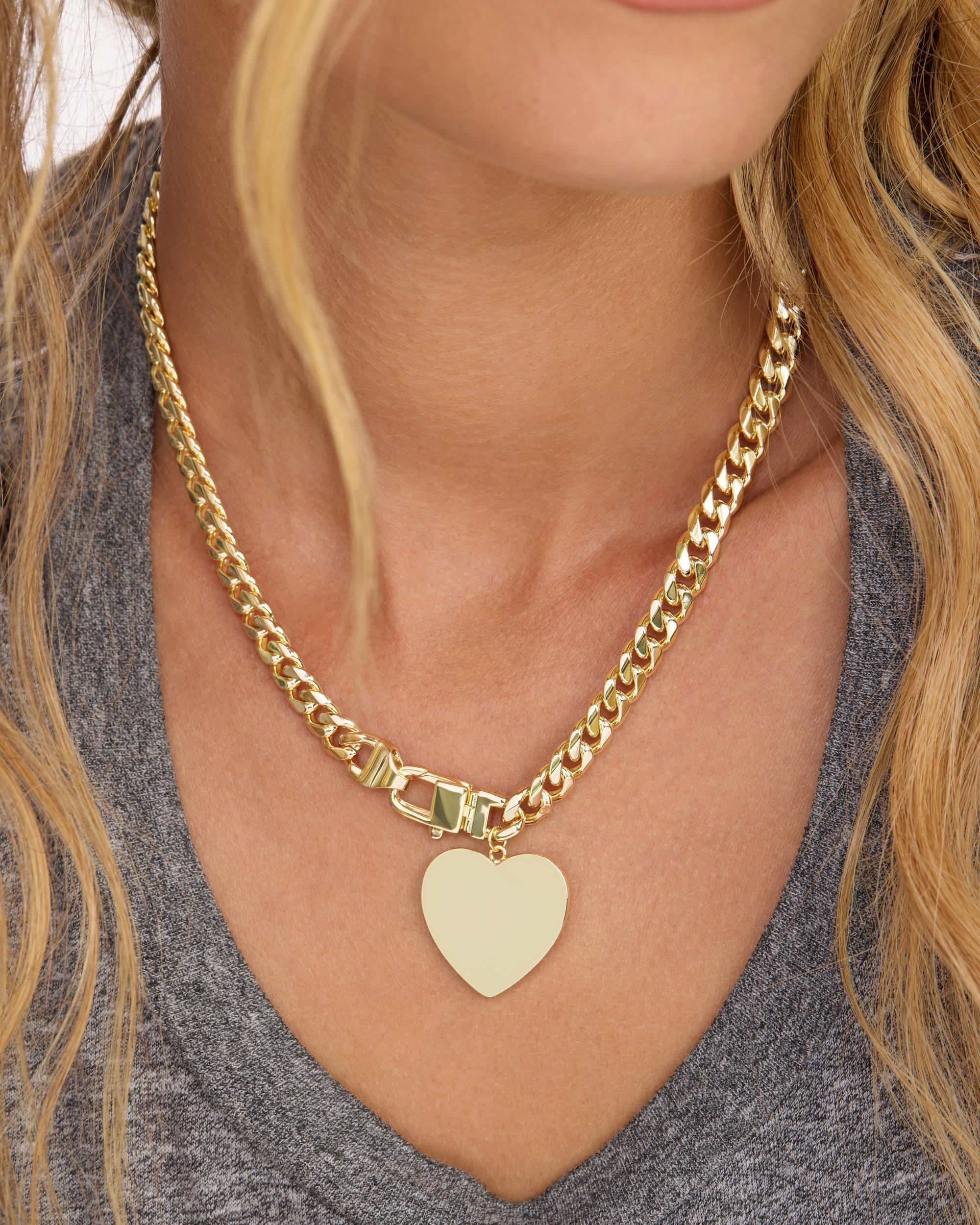 Julian XL Heart Cuban Chain Necklace 6.8mm - Gold - Image 6