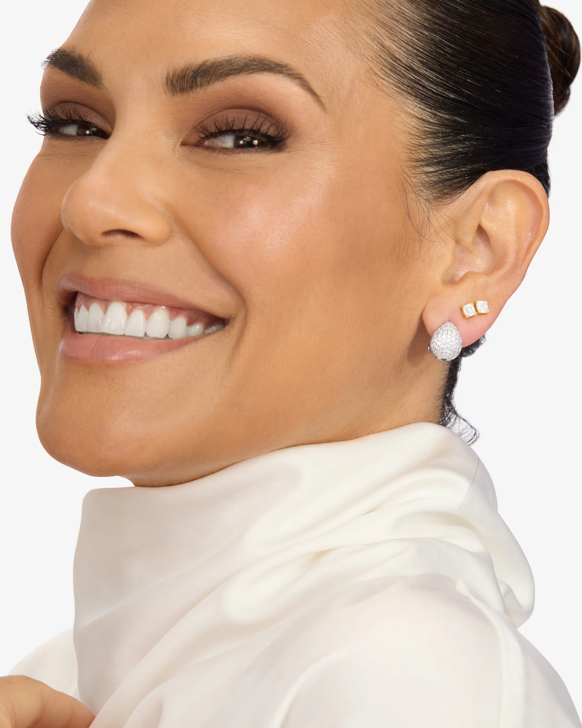 Lil' Norah Pavé Earrings - Silver|White Diamondettes - Image 4
