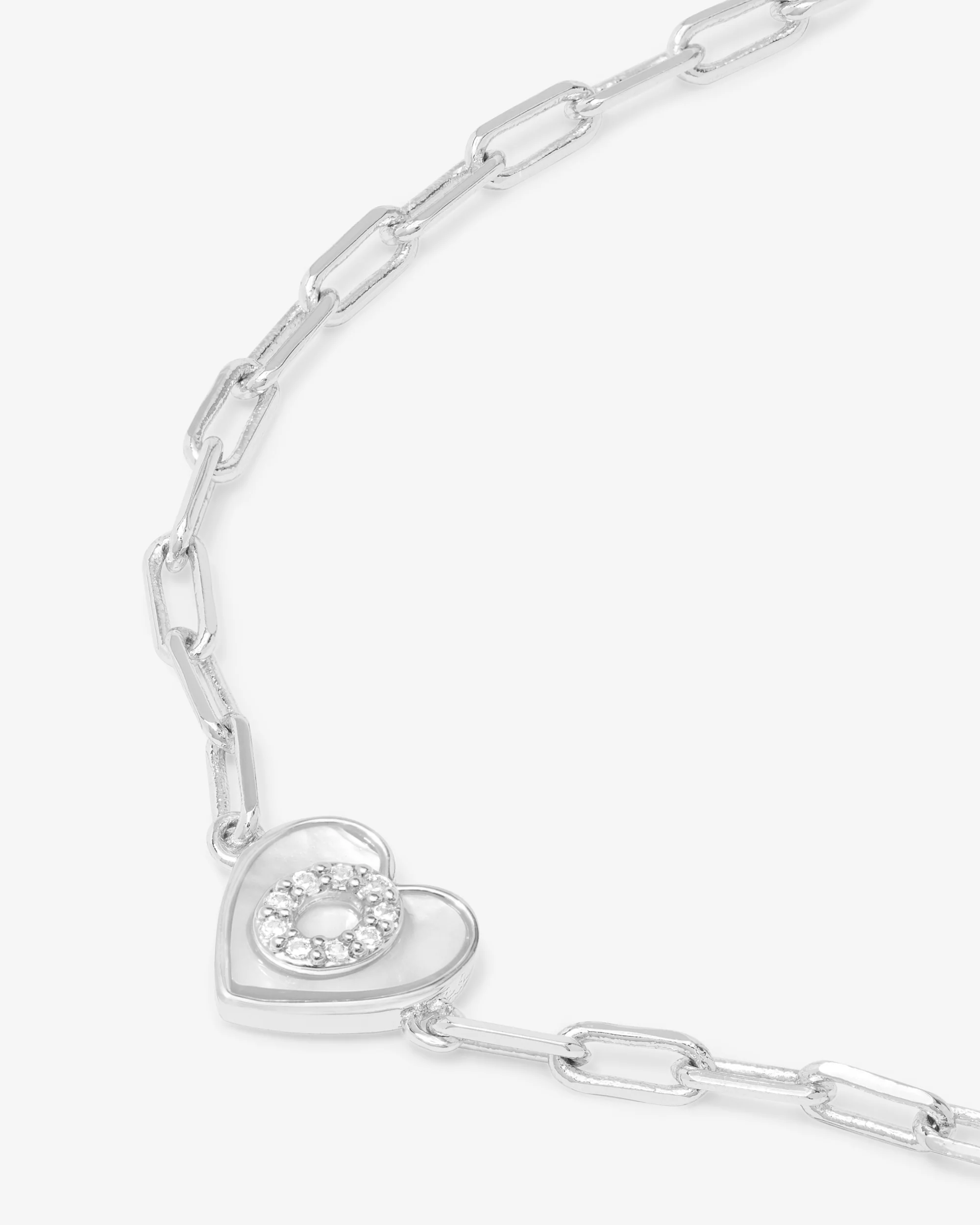 Love Letters Heart Bracelet - Silver|White Diamondettes - Image 42