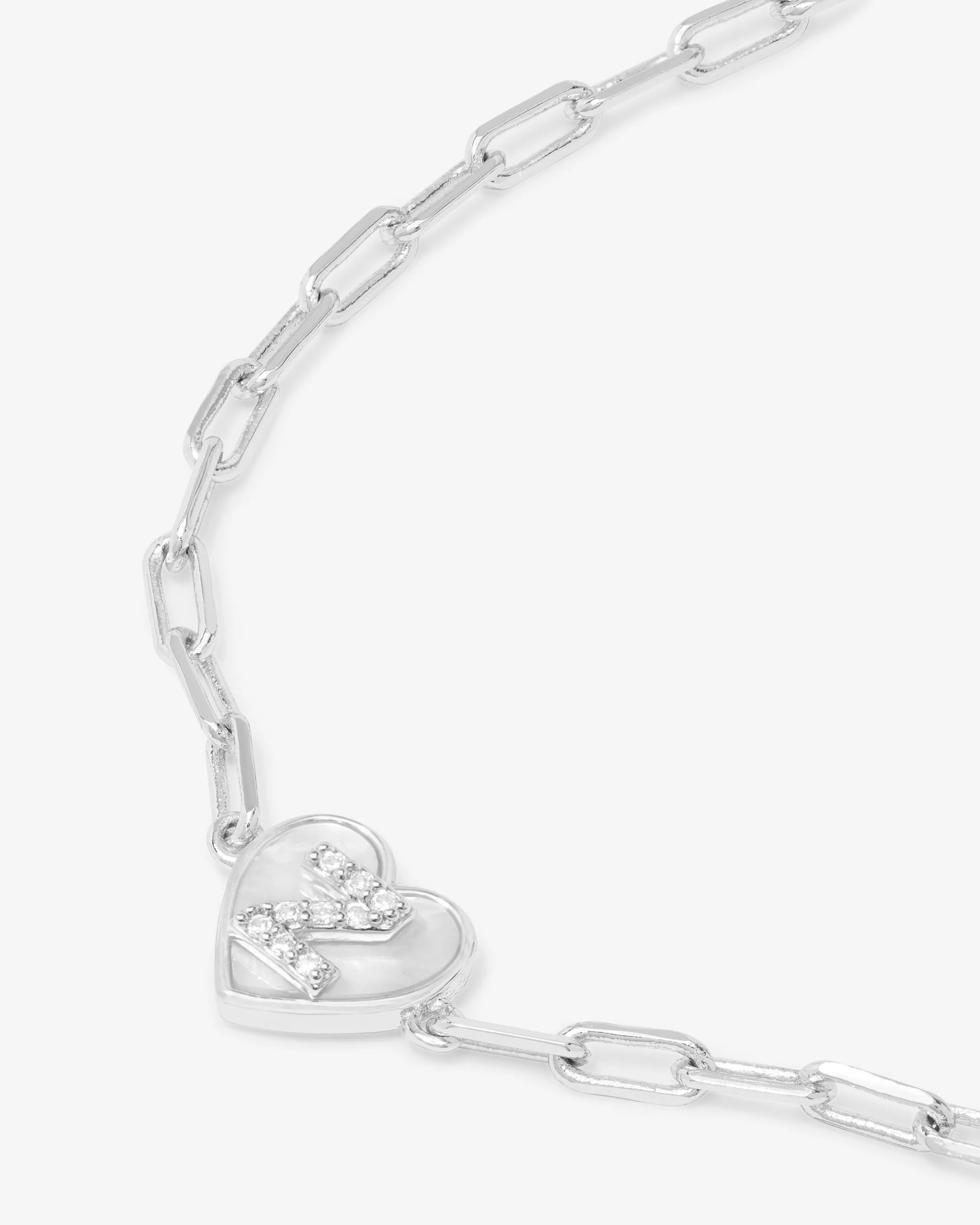 Love Letters Heart Bracelet - Silver|White Diamondettes - Image 53