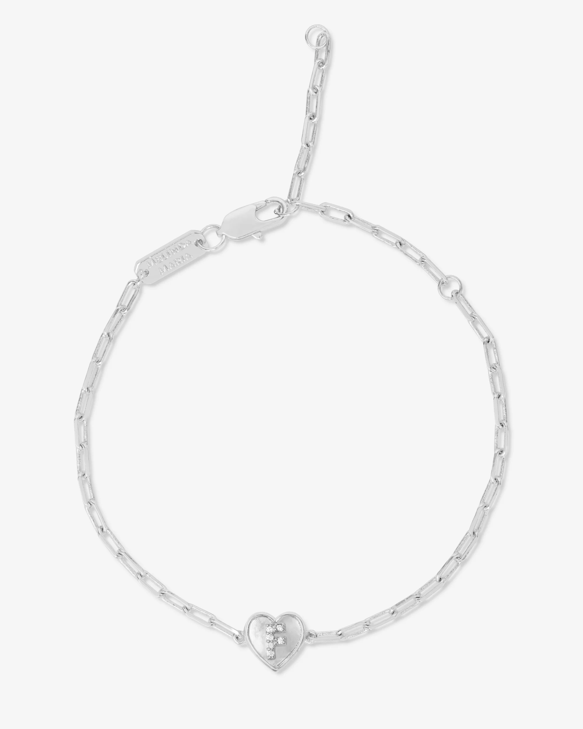 Love Letters Heart Bracelet - Silver|White Diamondettes - Image 6