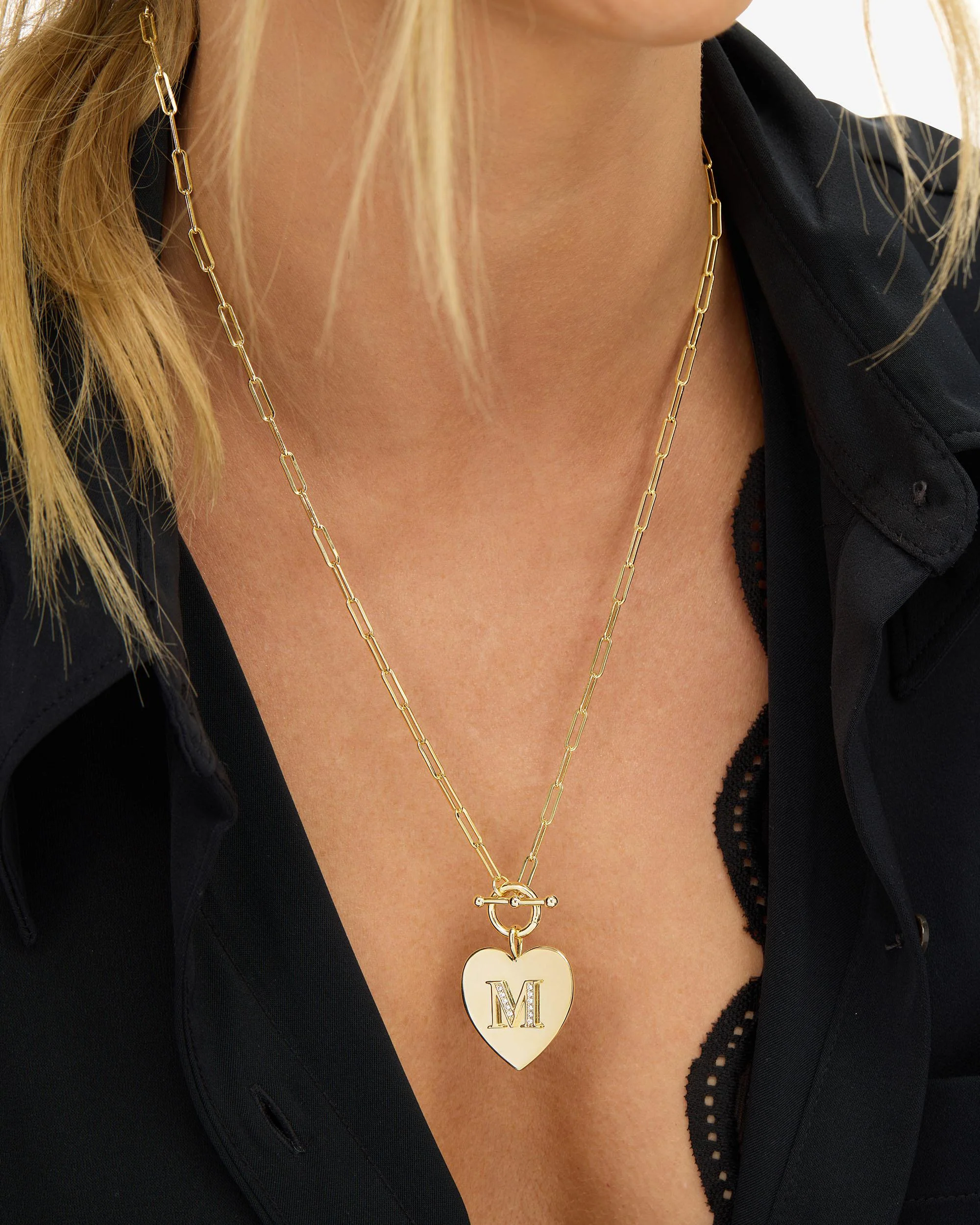 Love Letters Heart Necklace - Gold|White Diamondettes - Image 54