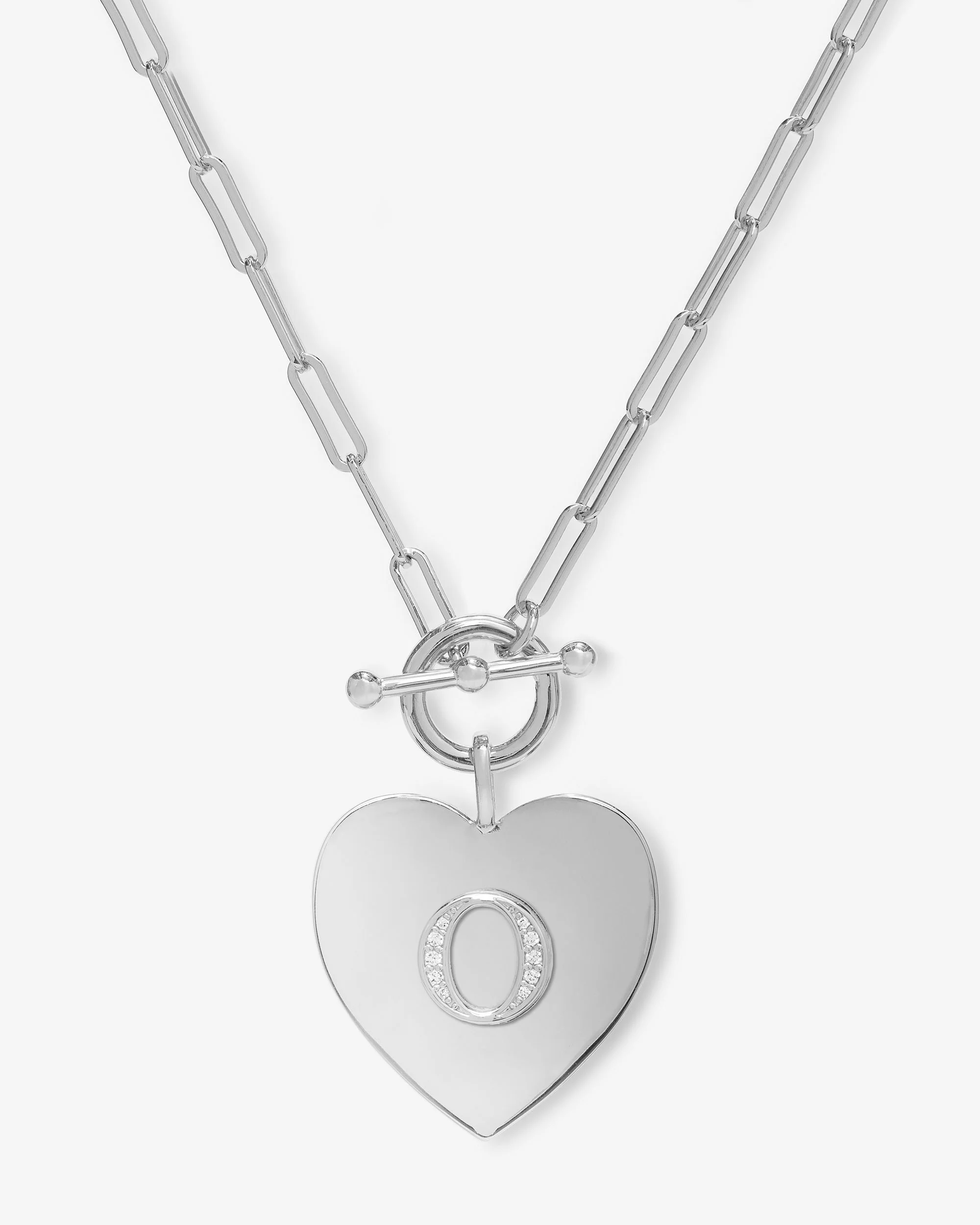 Love Letters Heart Necklace - Silver|White Diamondettes - Image 15