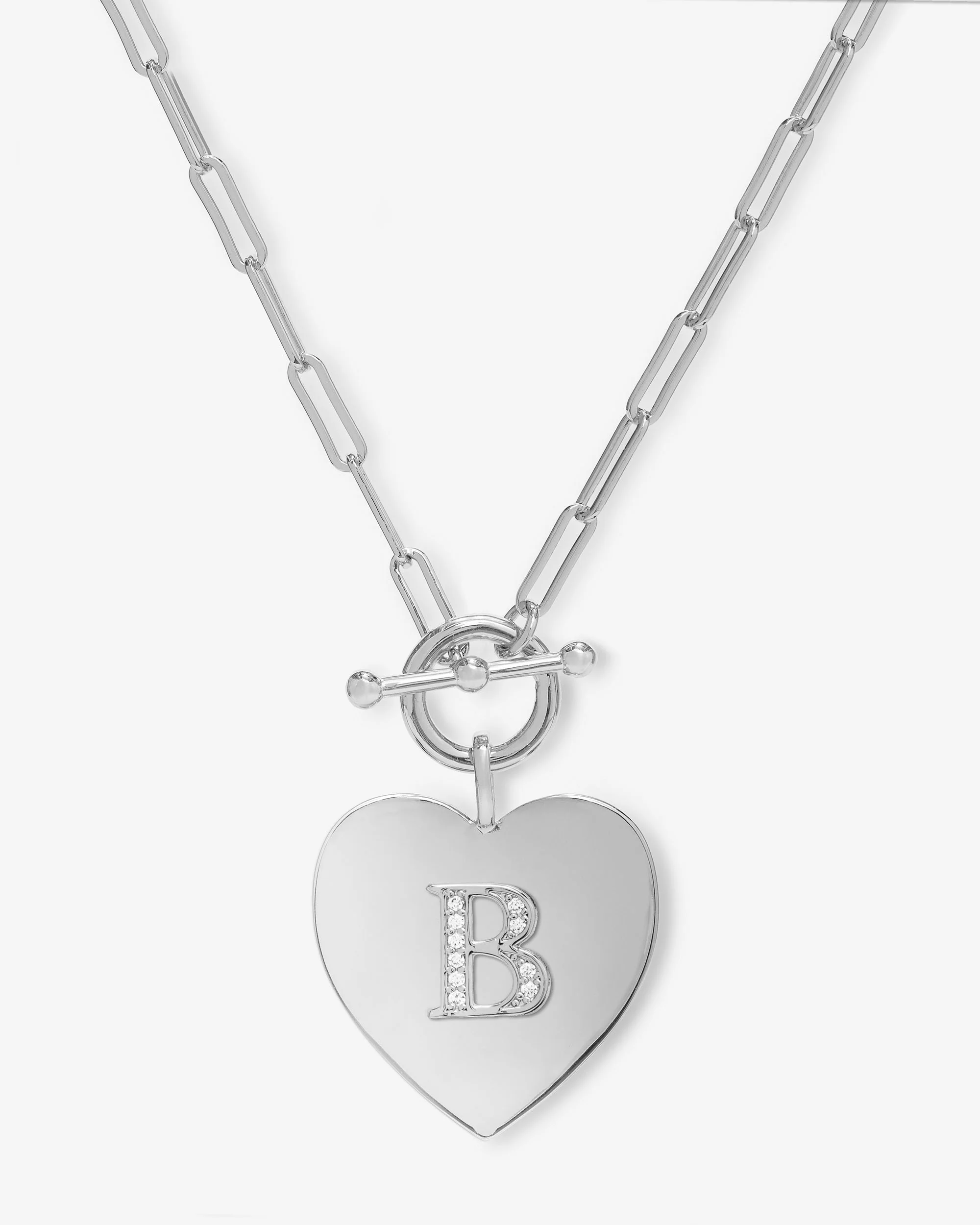 Love Letters Heart Necklace - Silver|White Diamondettes - Image 2