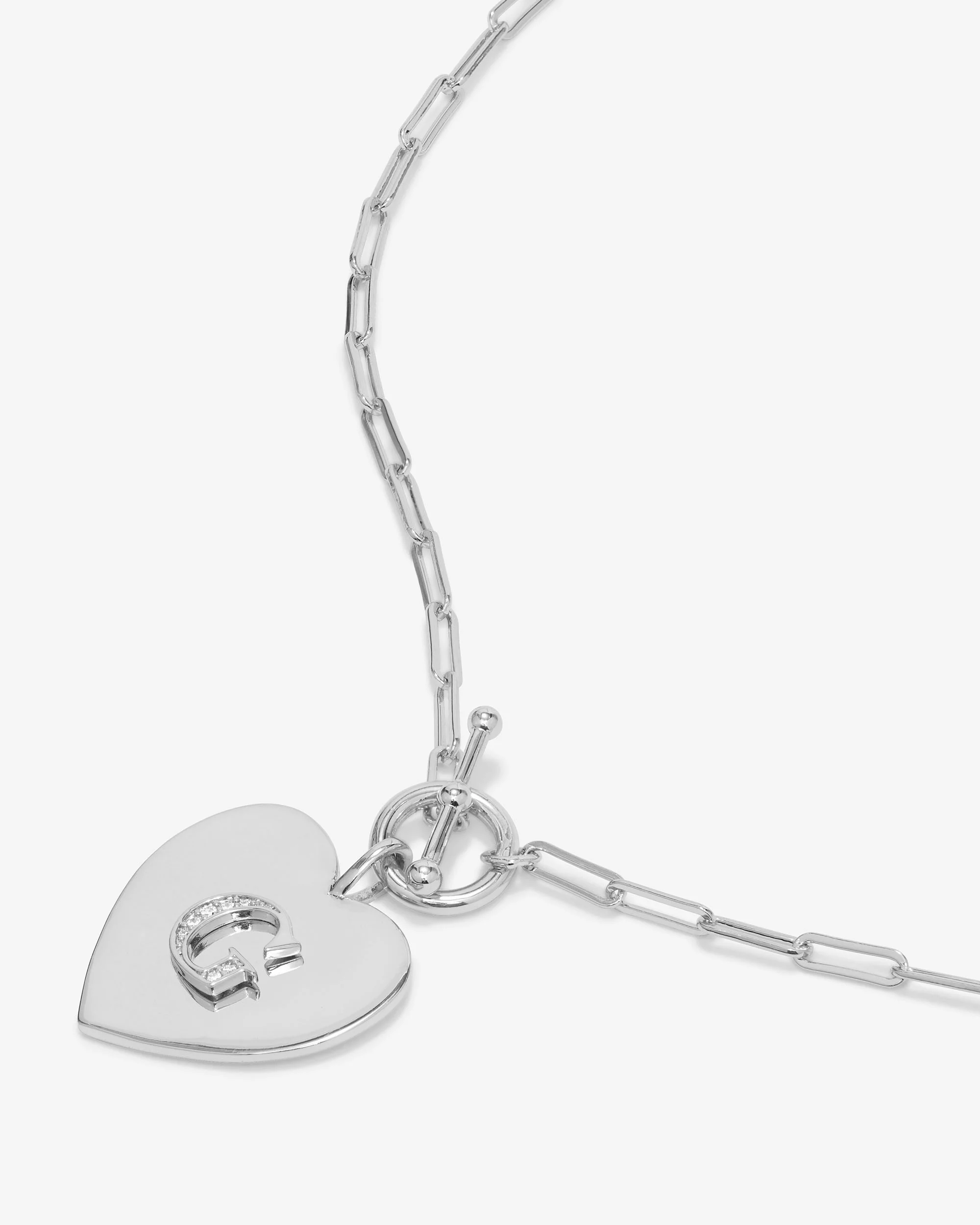 Love Letters Heart Necklace - Silver|White Diamondettes - Image 34
