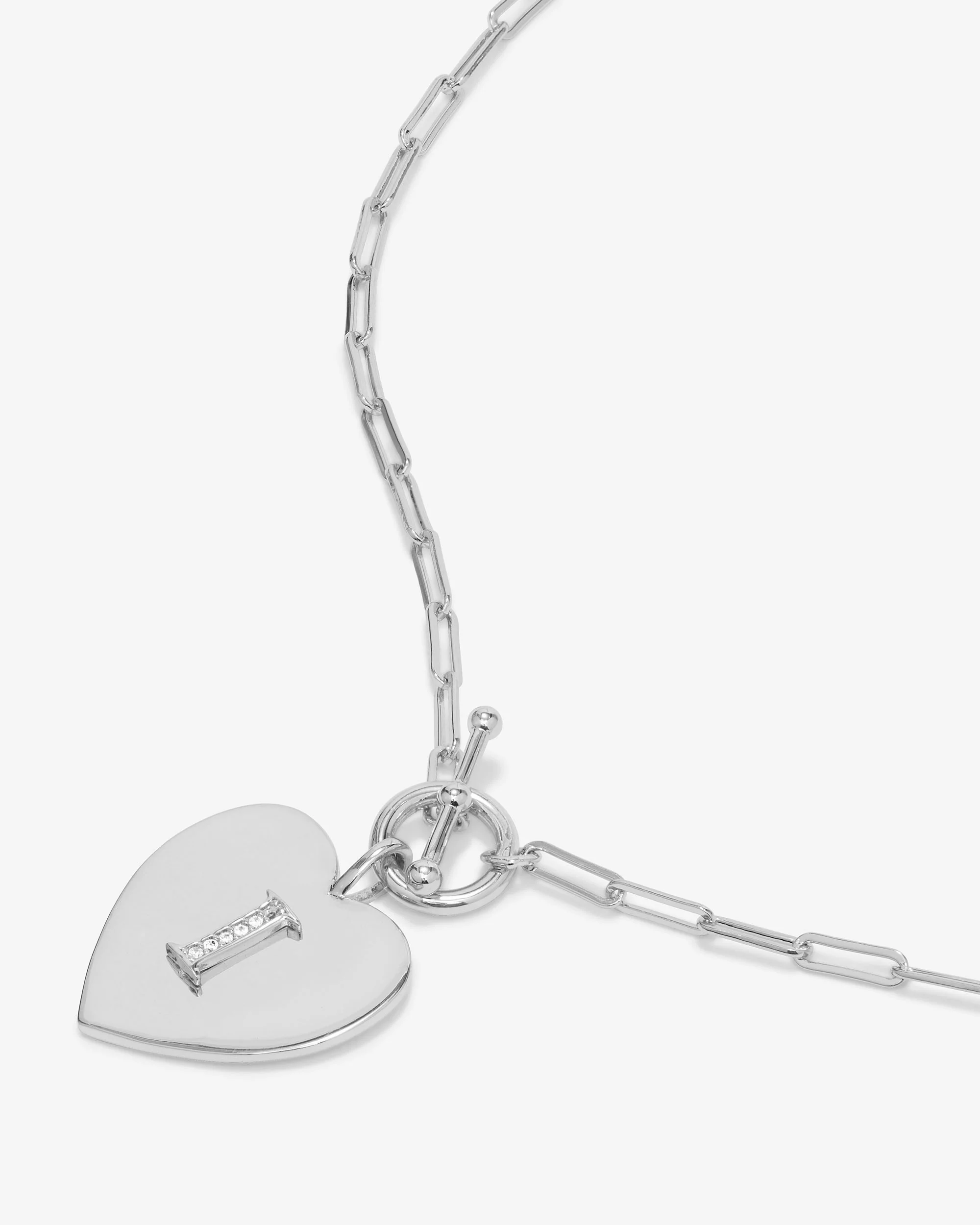 Love Letters Heart Necklace - Silver|White Diamondettes - Image 36