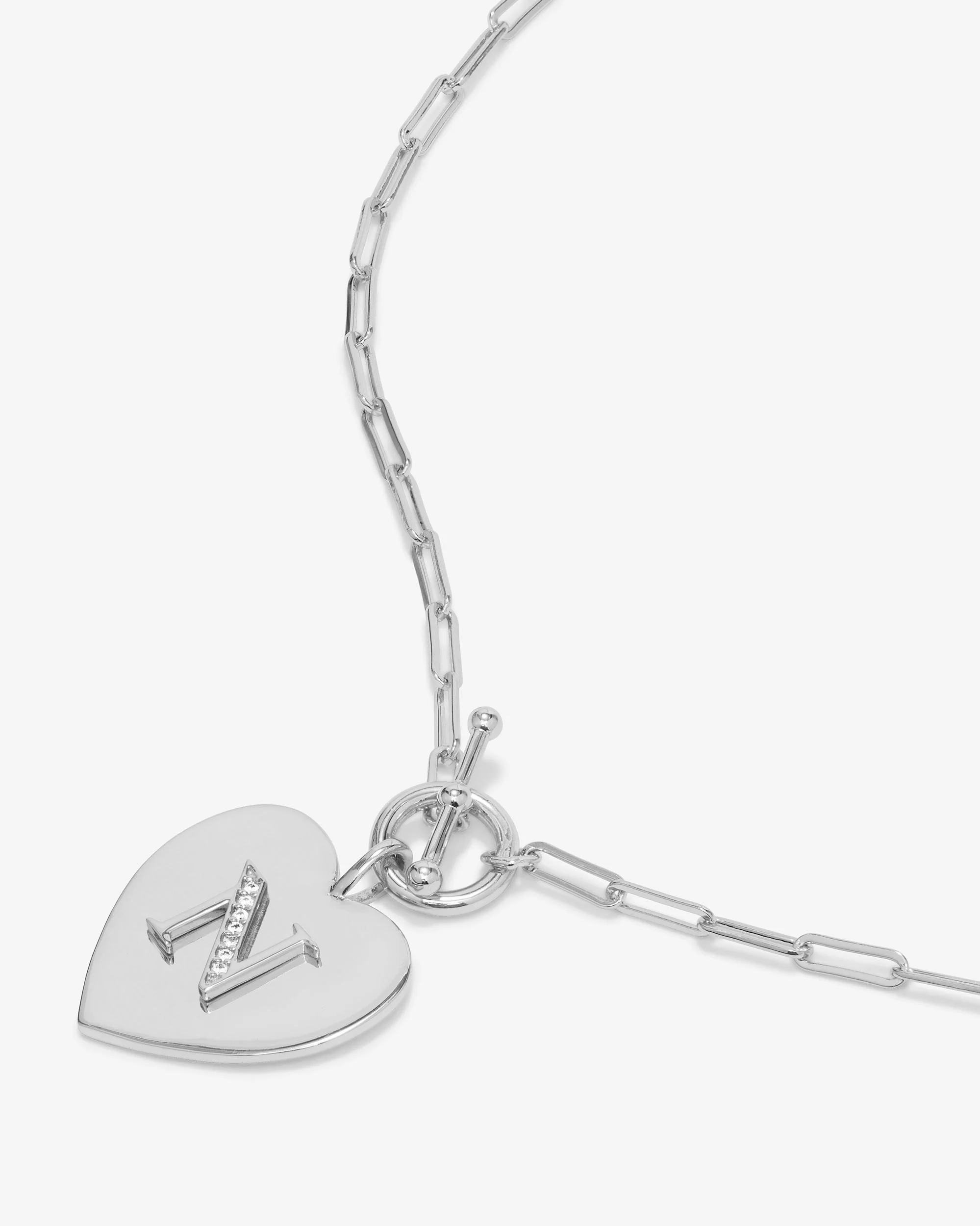 Love Letters Heart Necklace - Silver|White Diamondettes - Image 41