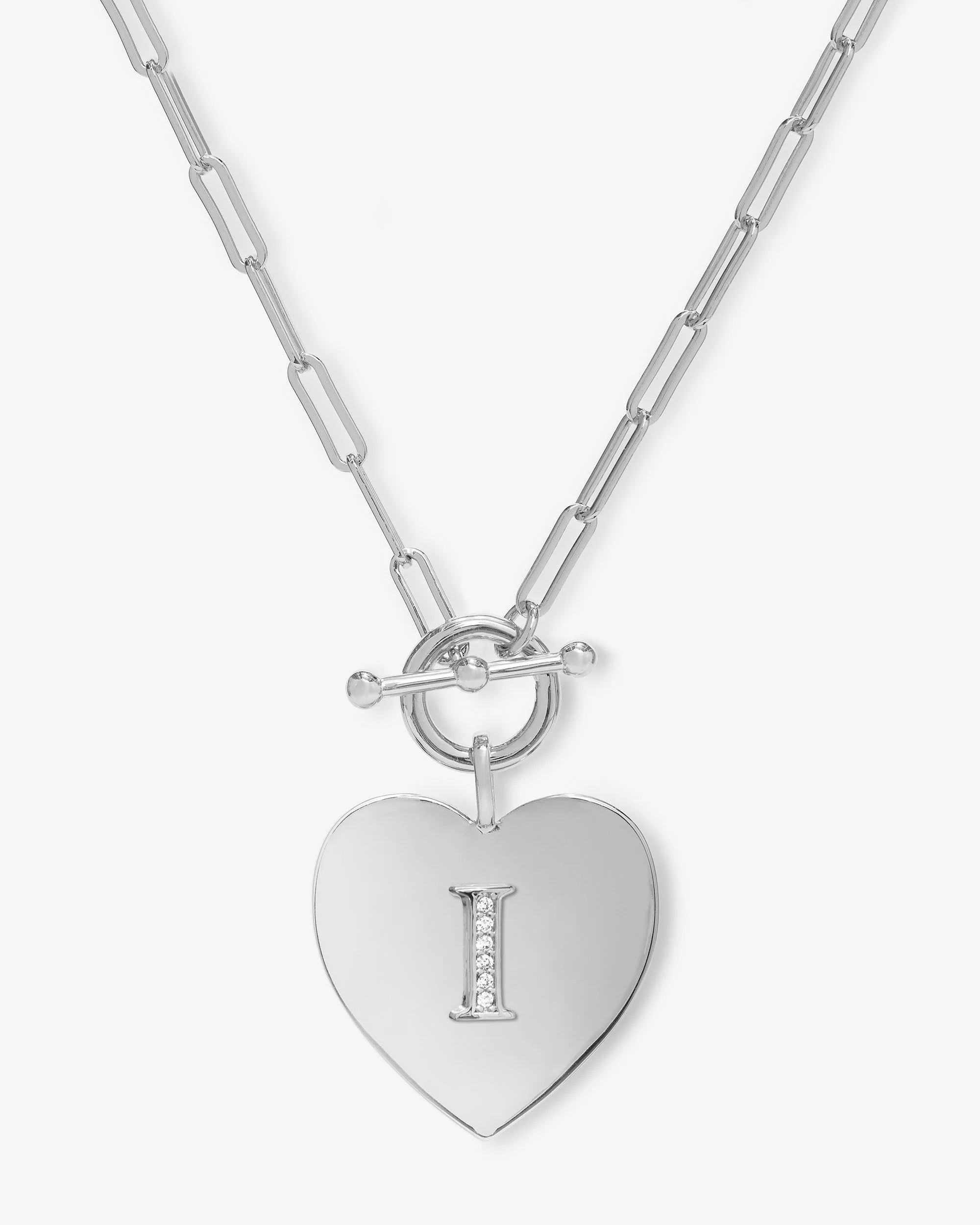 Love Letters Heart Necklace - Silver|White Diamondettes - Image 9