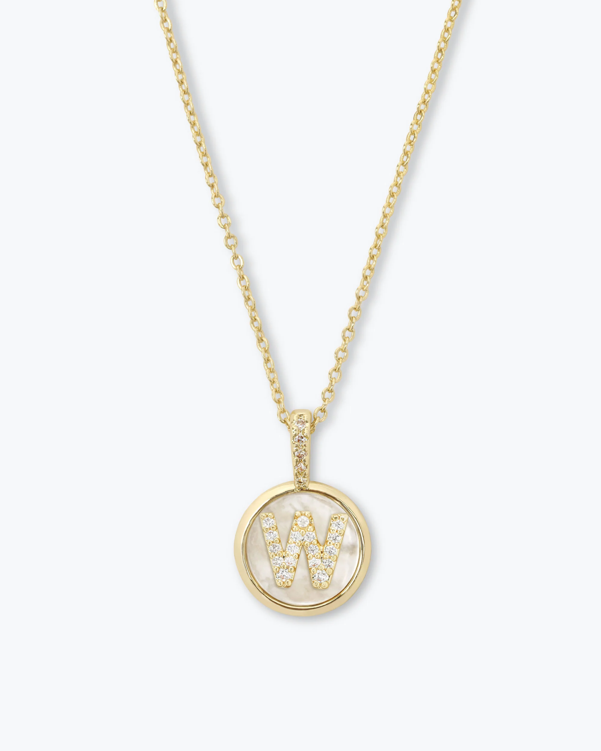 Love Letters Medallion Necklace 12mm - Gold|White Diamondettes - Image 23