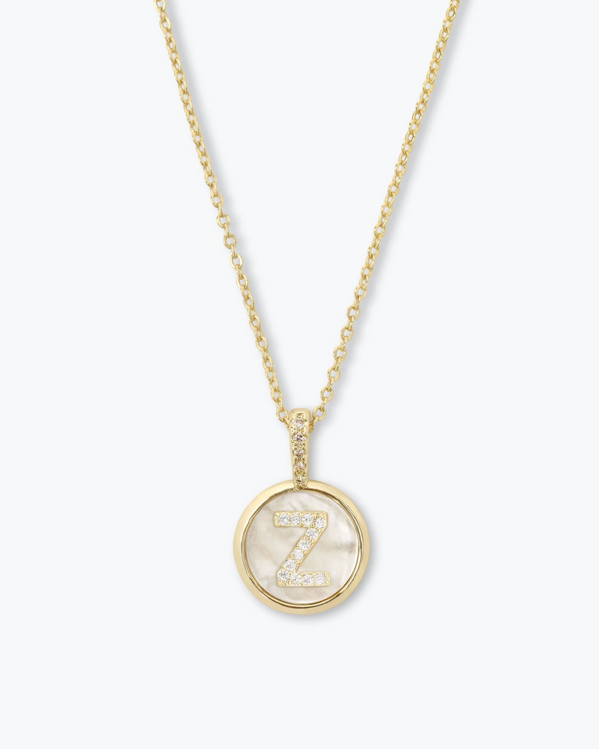 Love Letters Medallion Necklace 12mm - Gold|White Diamondettes - Image 26