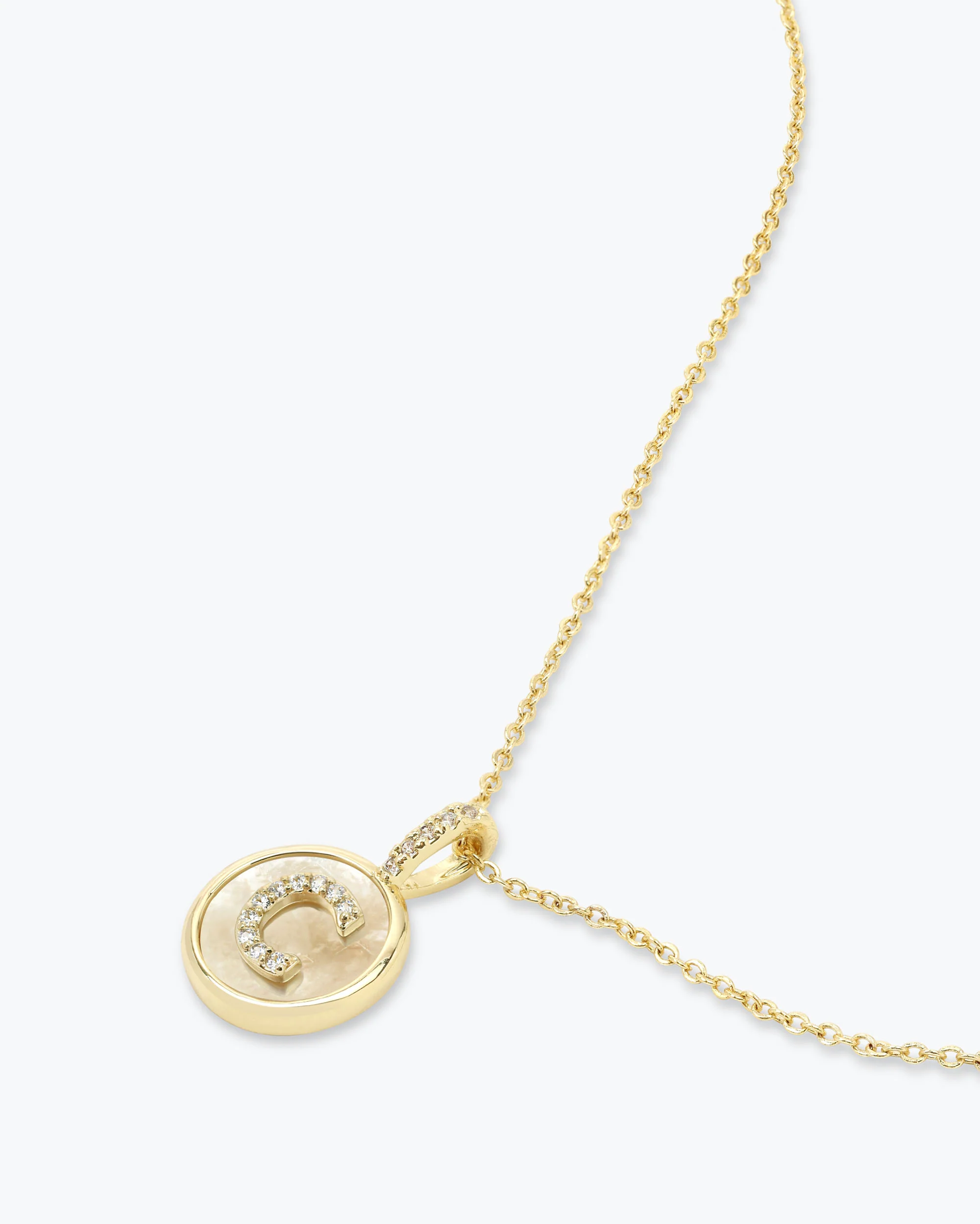 Love Letters Medallion Necklace 12mm - Gold|White Diamondettes - Image 30