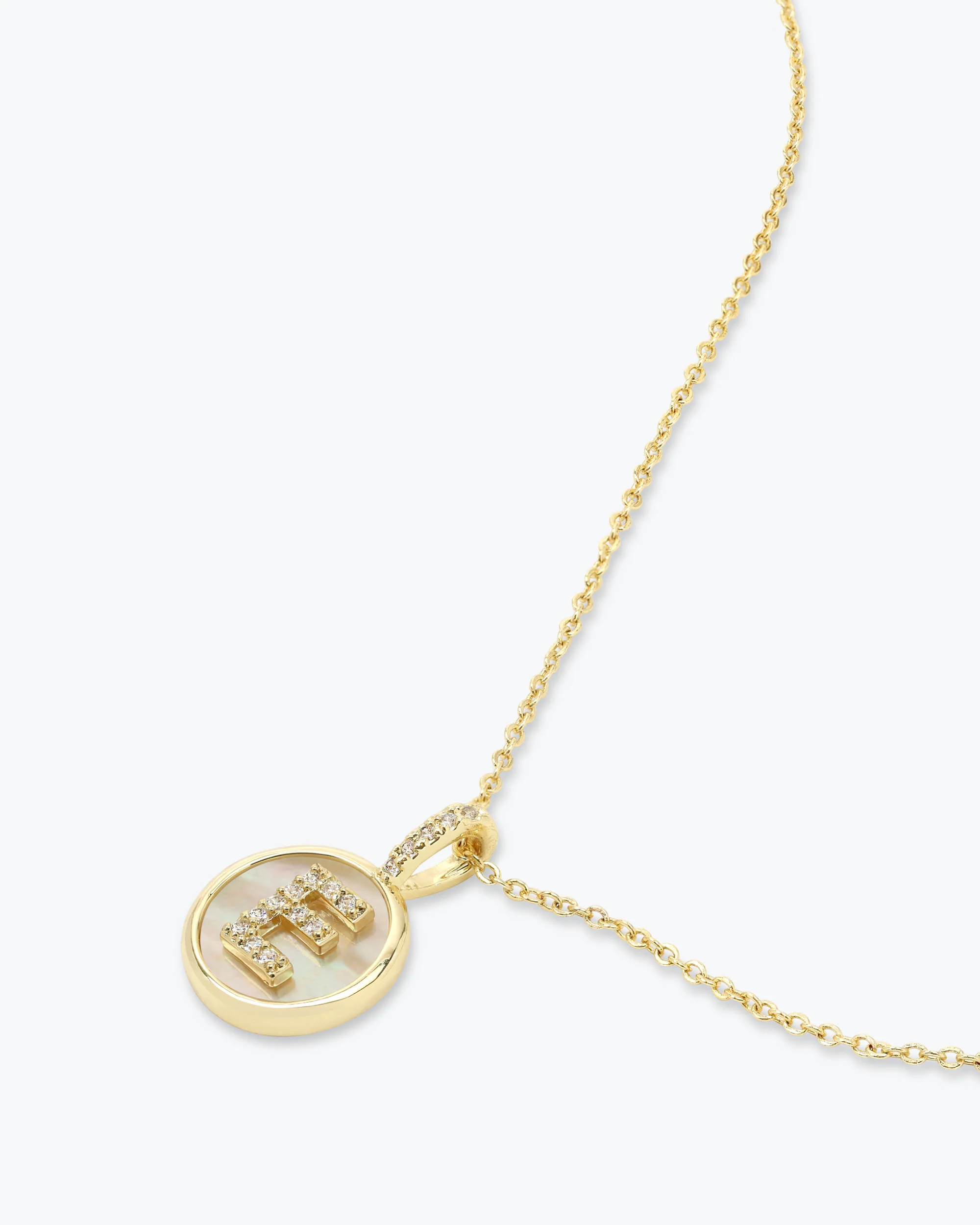 Love Letters Medallion Necklace 12mm - Gold|White Diamondettes - Image 32