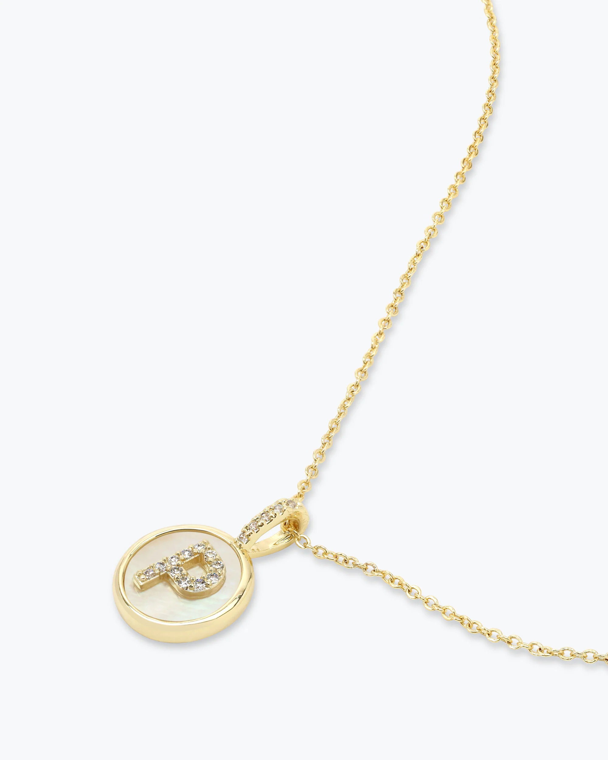 Love Letters Medallion Necklace 12mm - Gold|White Diamondettes - Image 43