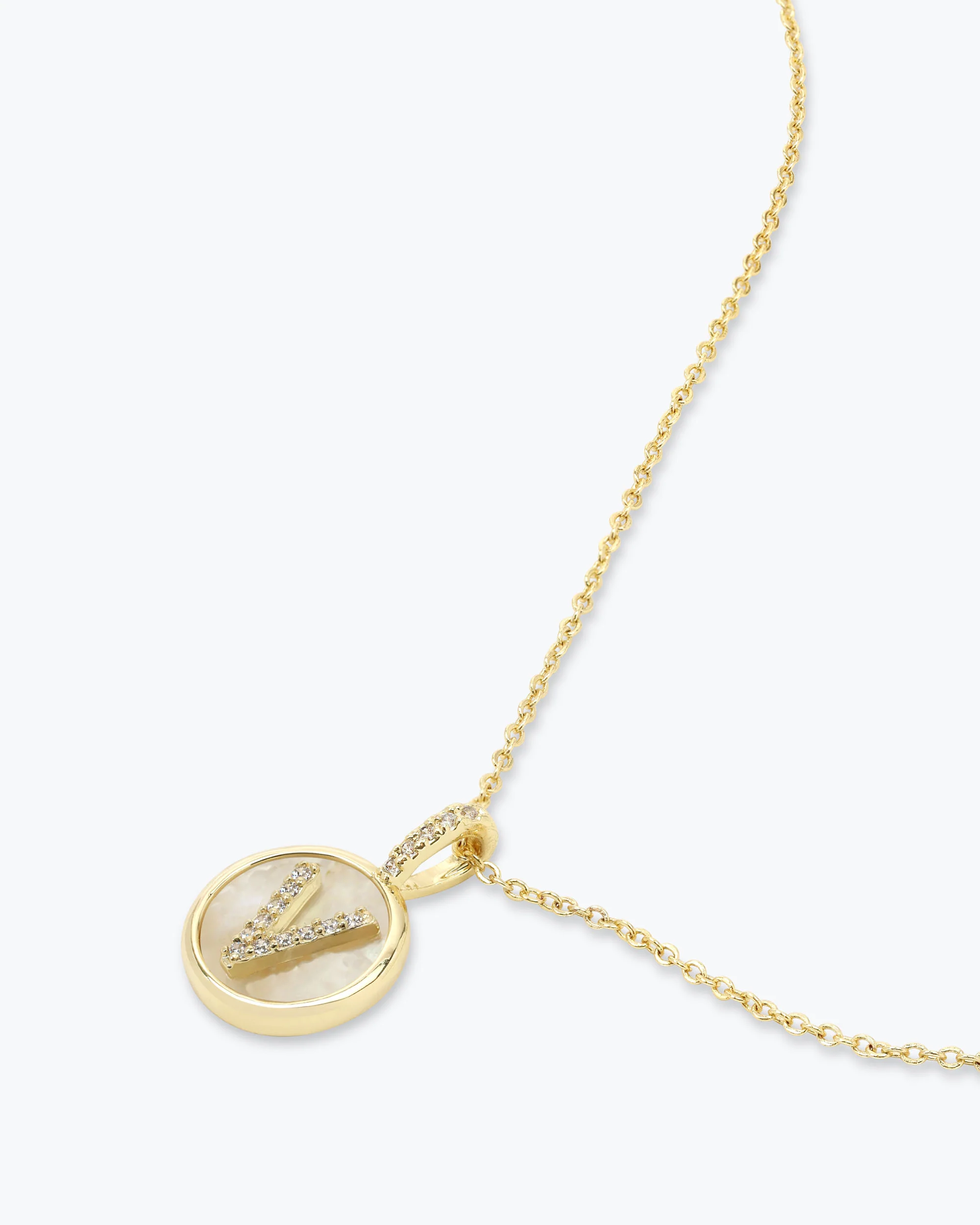 Love Letters Medallion Necklace 12mm - Gold|White Diamondettes - Image 49