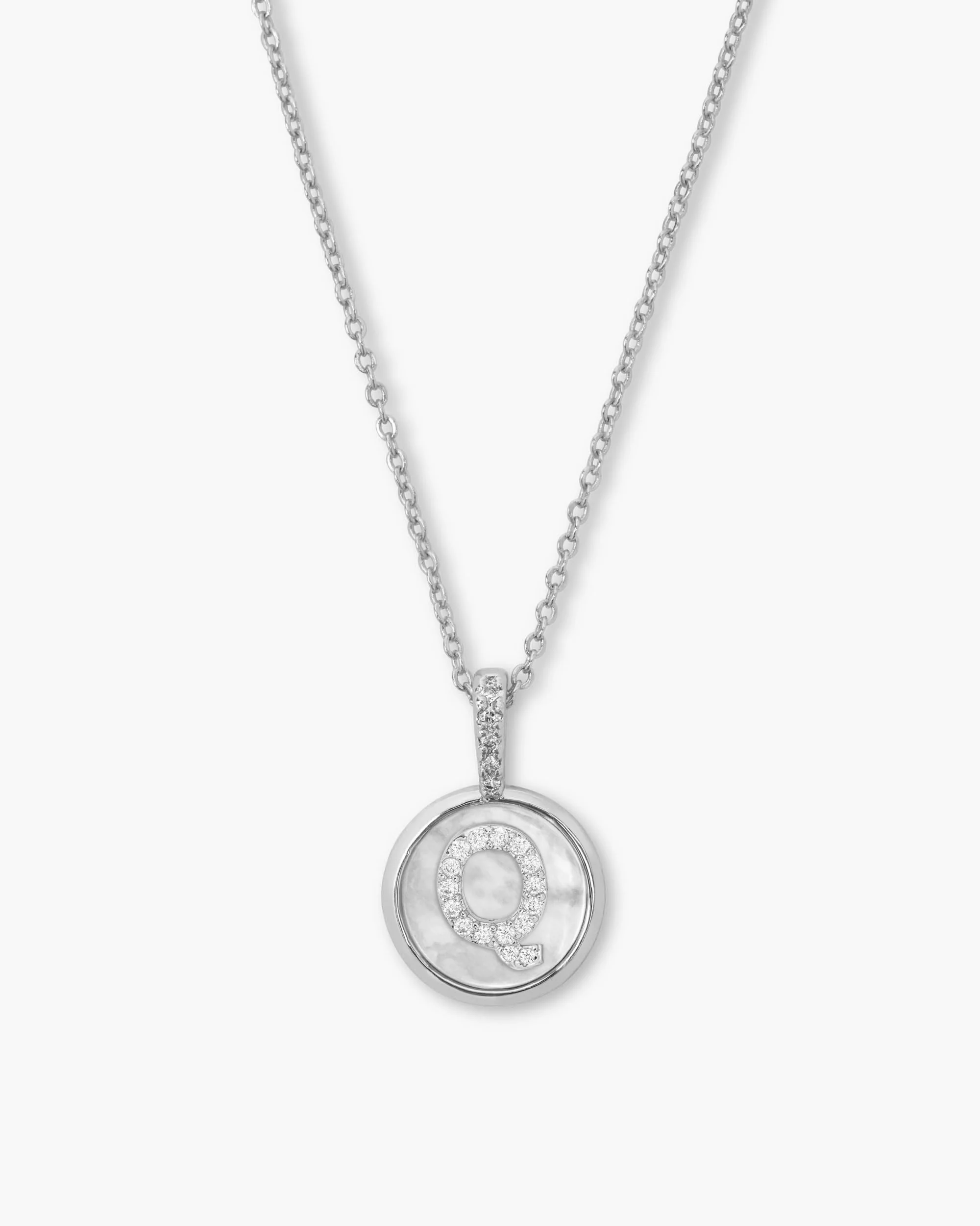 Love Letters Medallion Necklace 12mm - Silver|White Diamondettes - Image 17