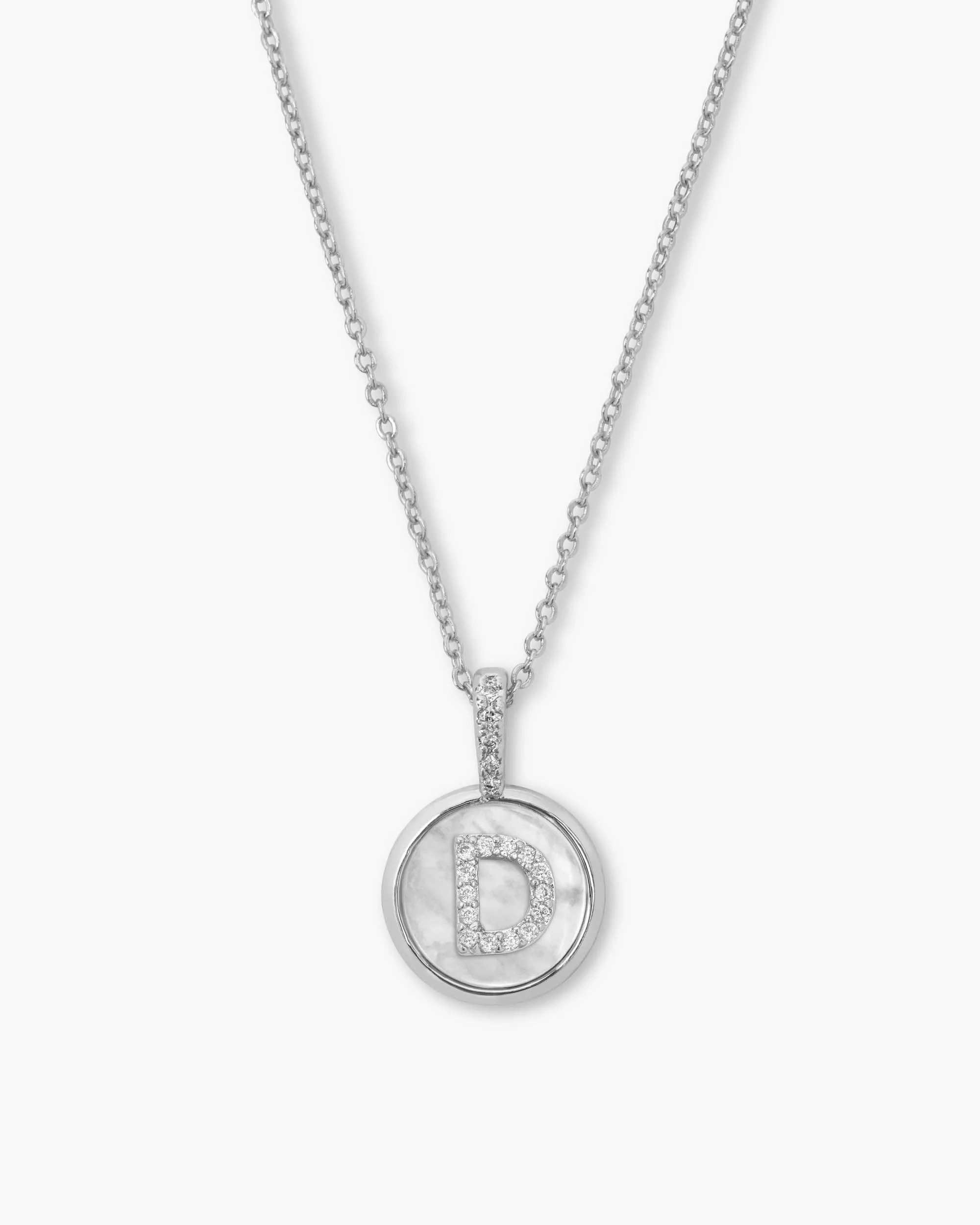 Love Letters Medallion Necklace 12mm - Silver|White Diamondettes - Image 4