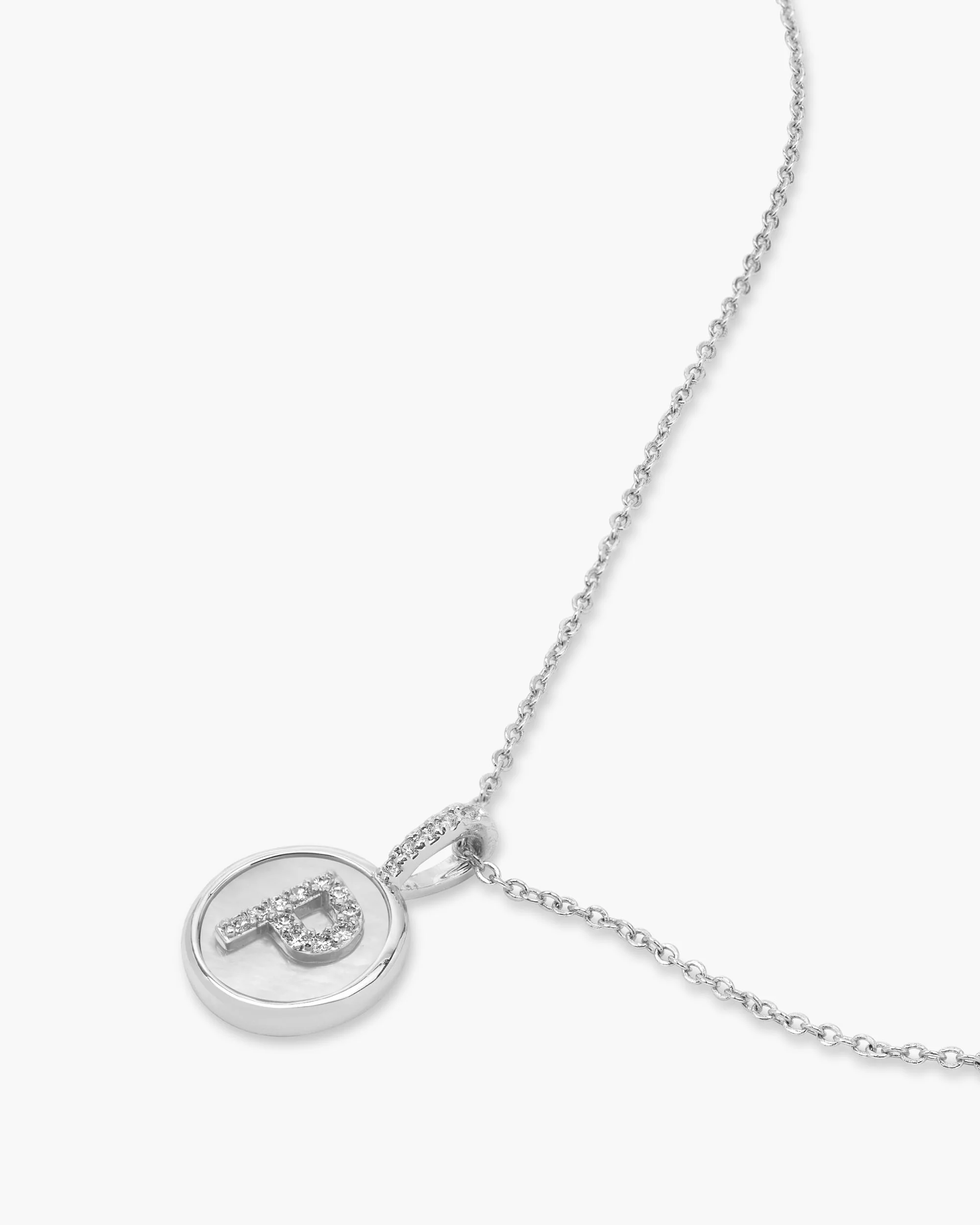 Love Letters Medallion Necklace 12mm - Silver|White Diamondettes - Image 43