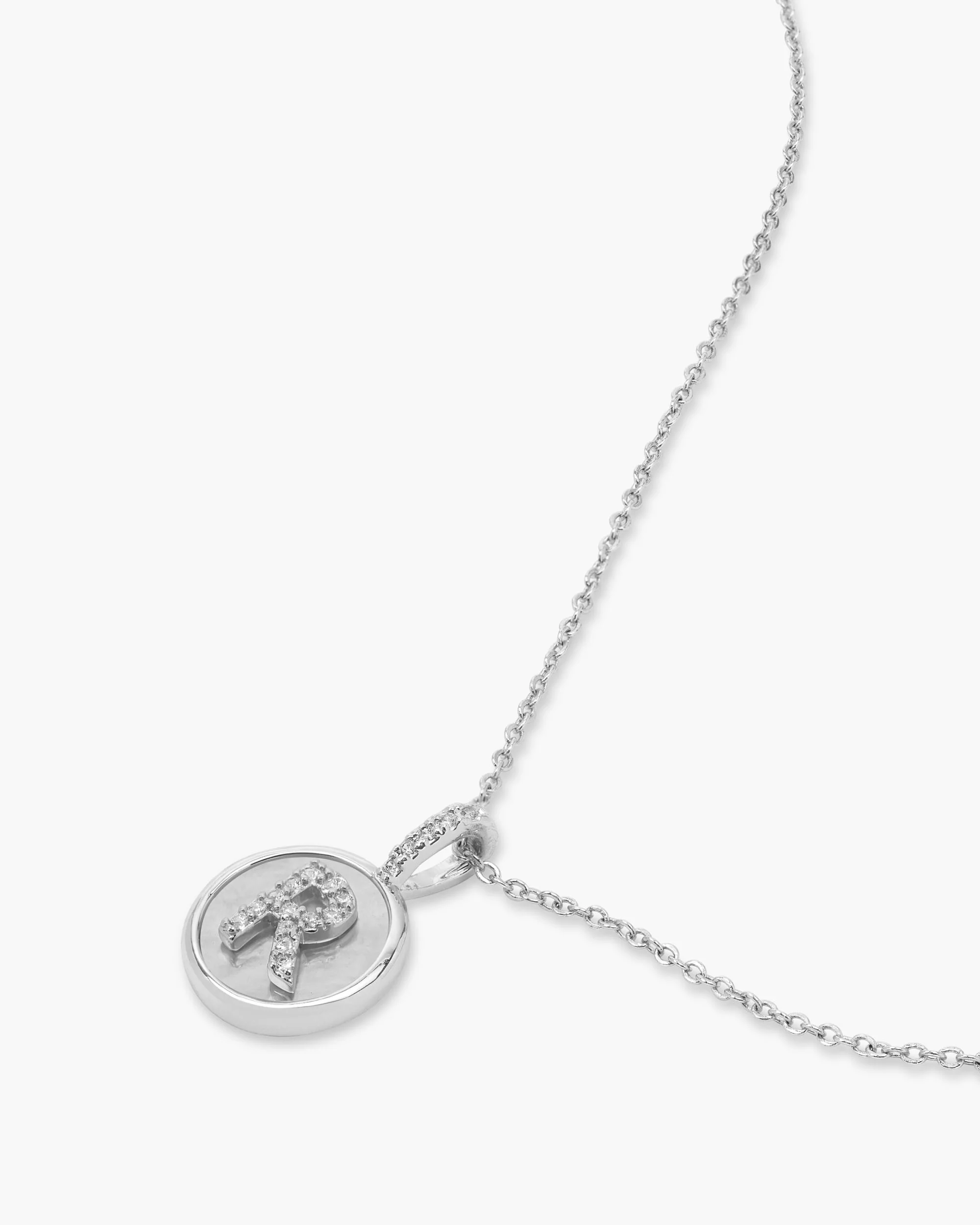 Love Letters Medallion Necklace 12mm - Silver|White Diamondettes - Image 45