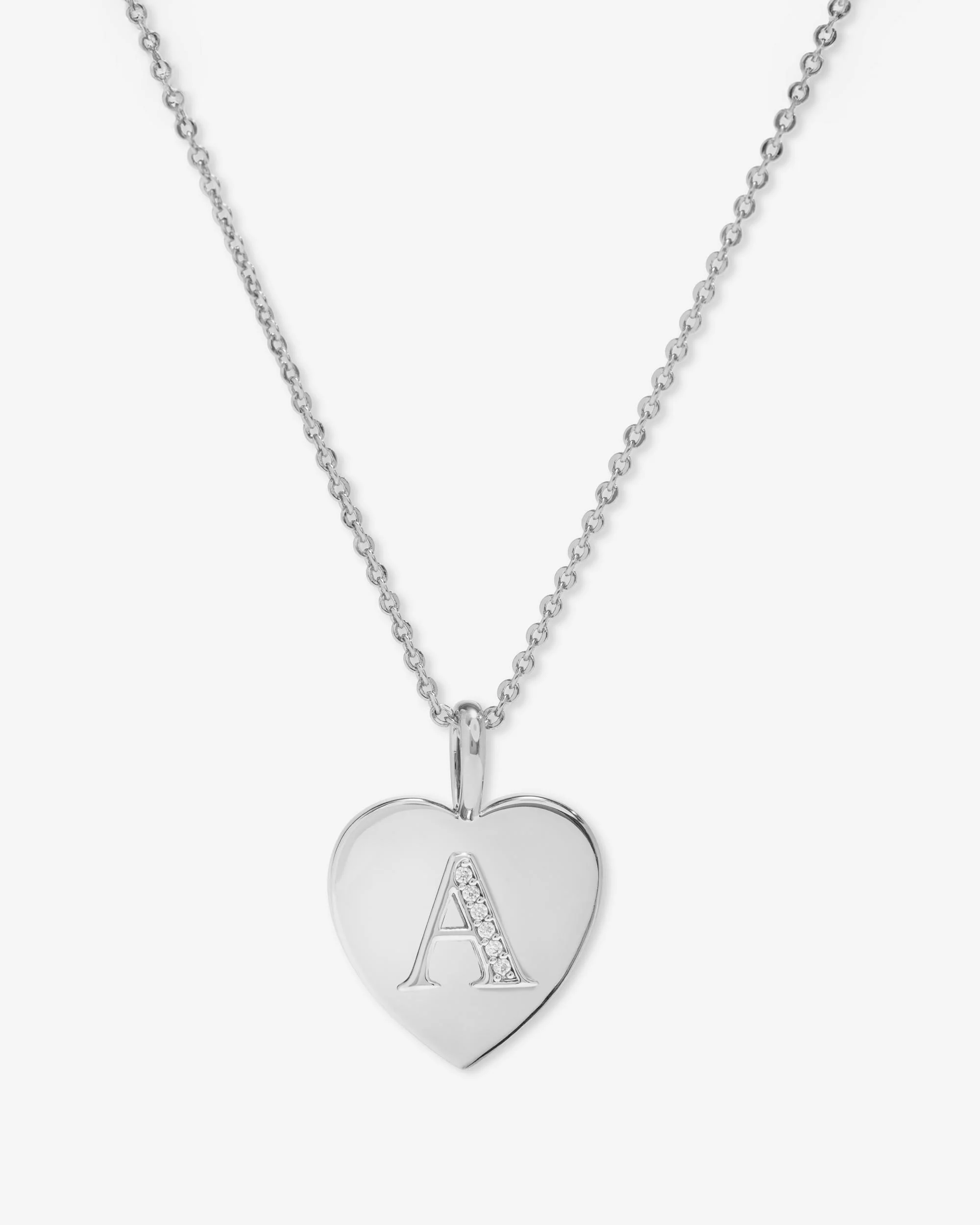 Love Letters Pendant Necklace - Silver|White Diamondettes