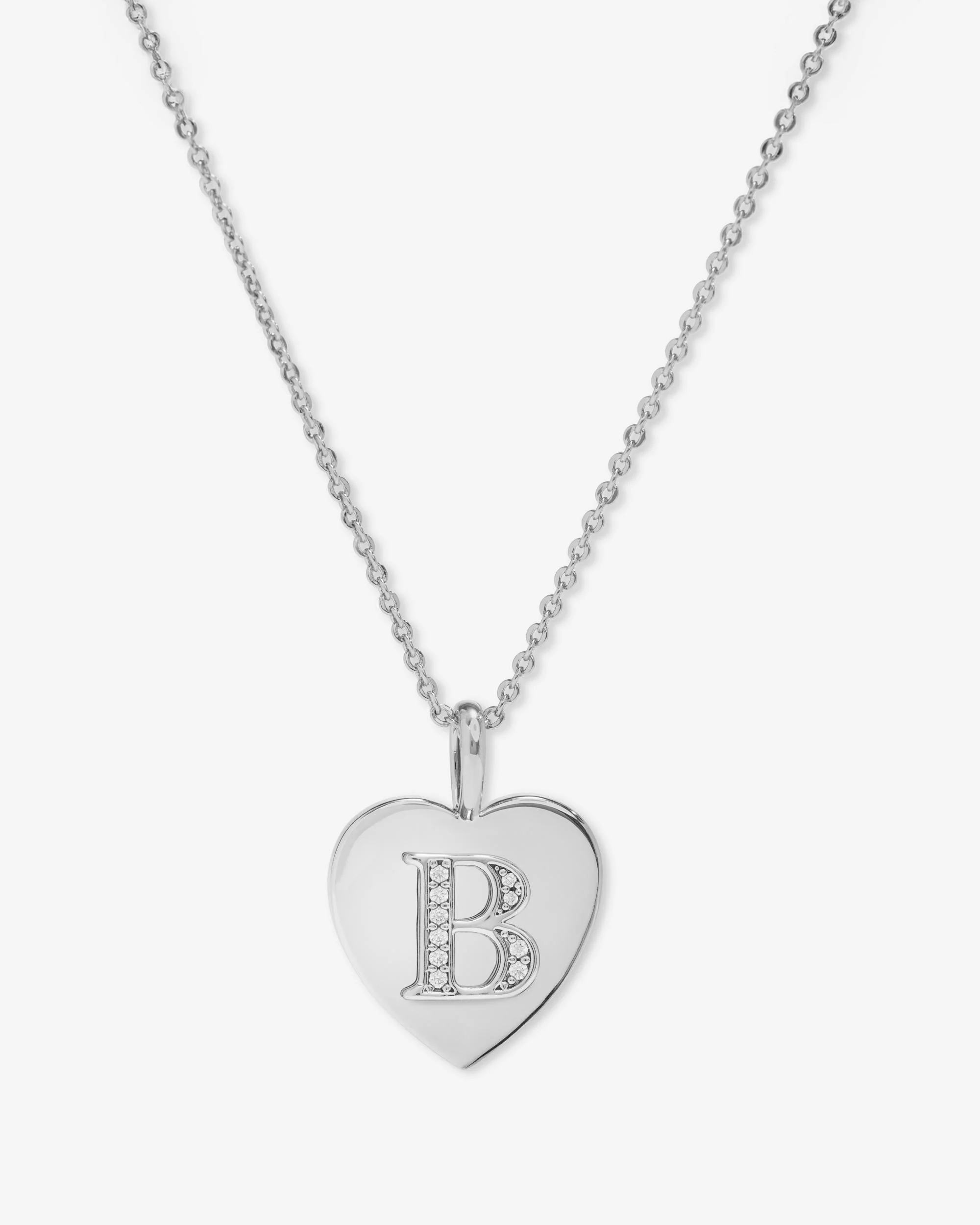 Love Letters Pendant Necklace - Silver|White Diamondettes - Image 2