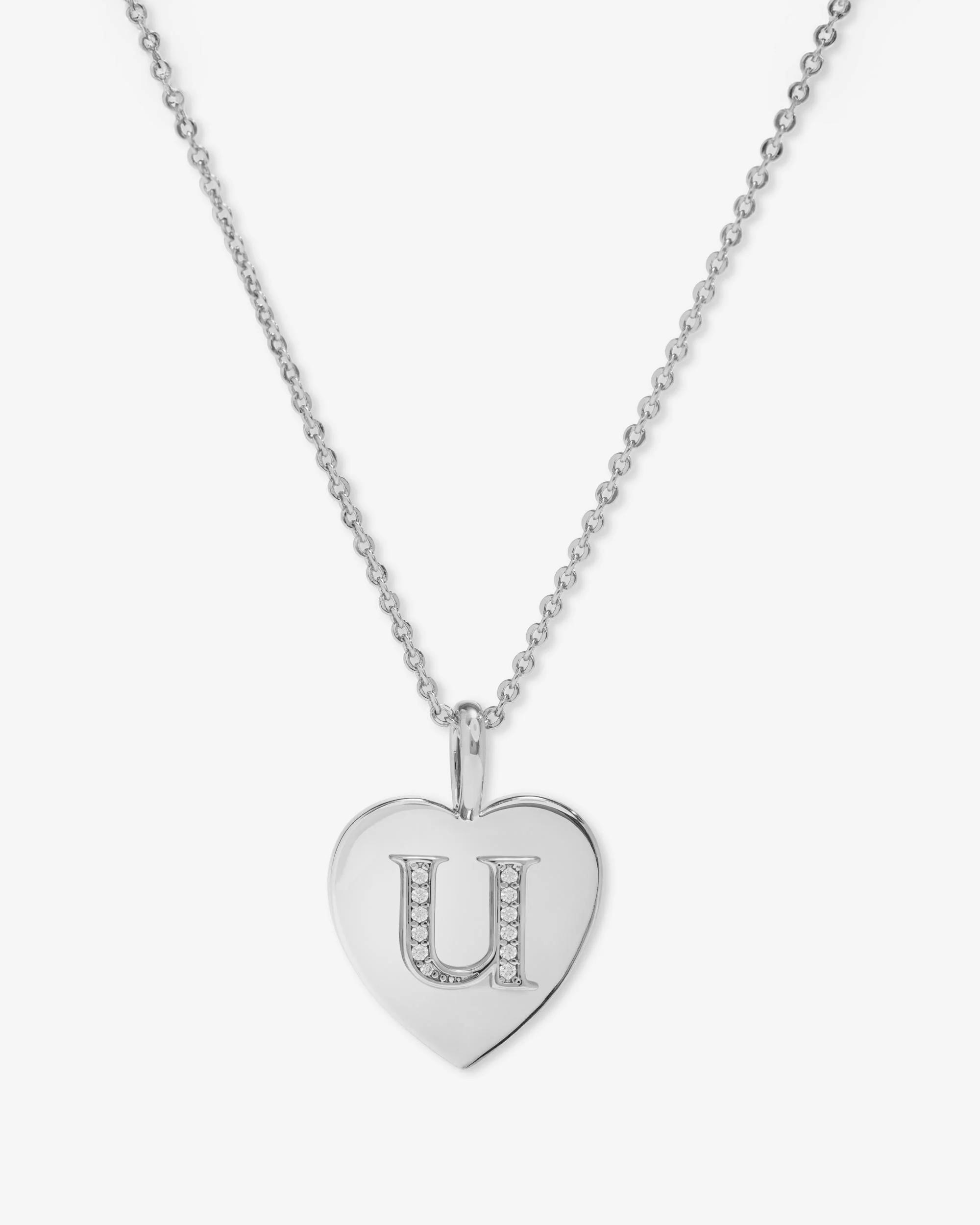 Love Letters Pendant Necklace - Silver|White Diamondettes - Image 21