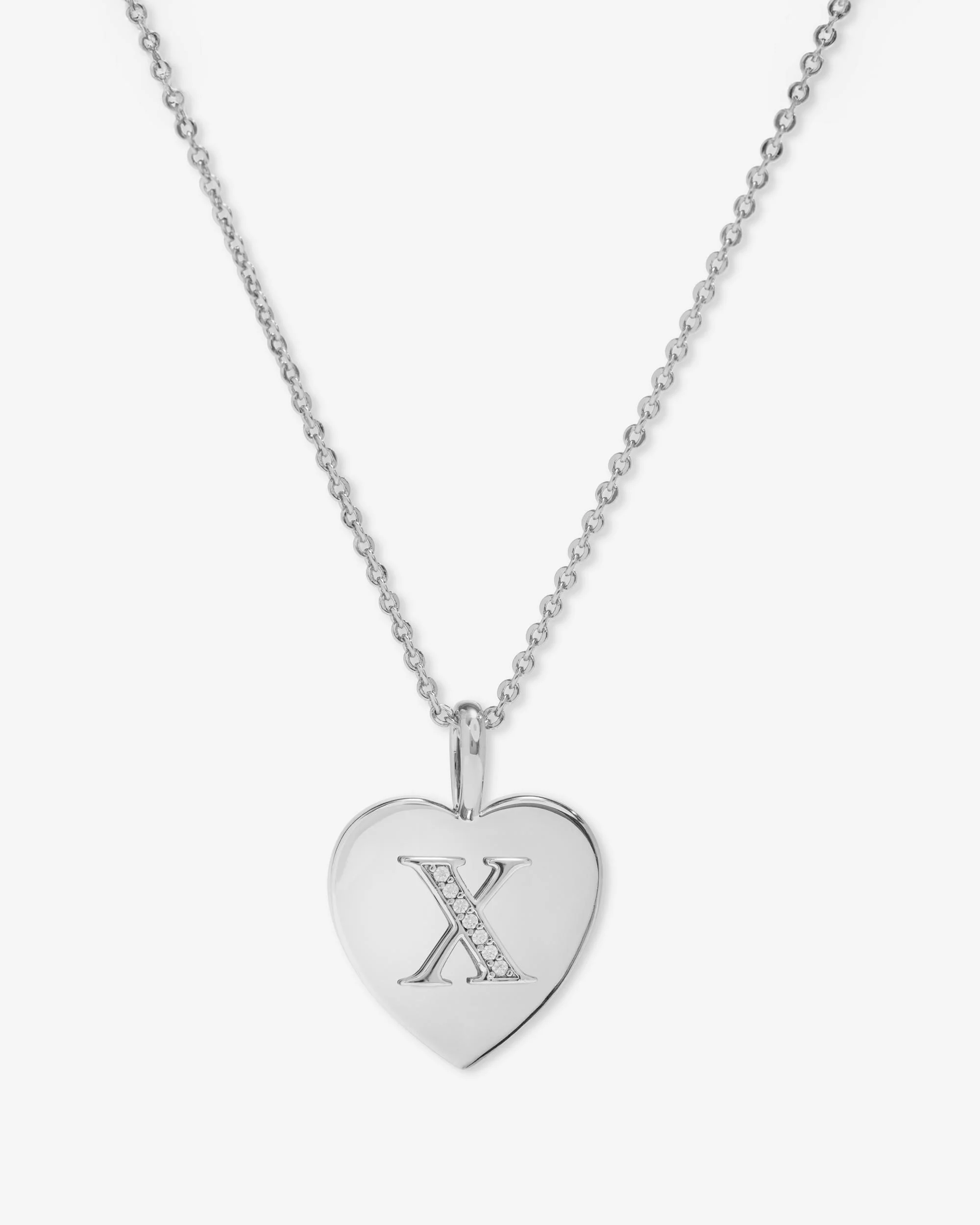 Love Letters Pendant Necklace - Silver|White Diamondettes - Image 24
