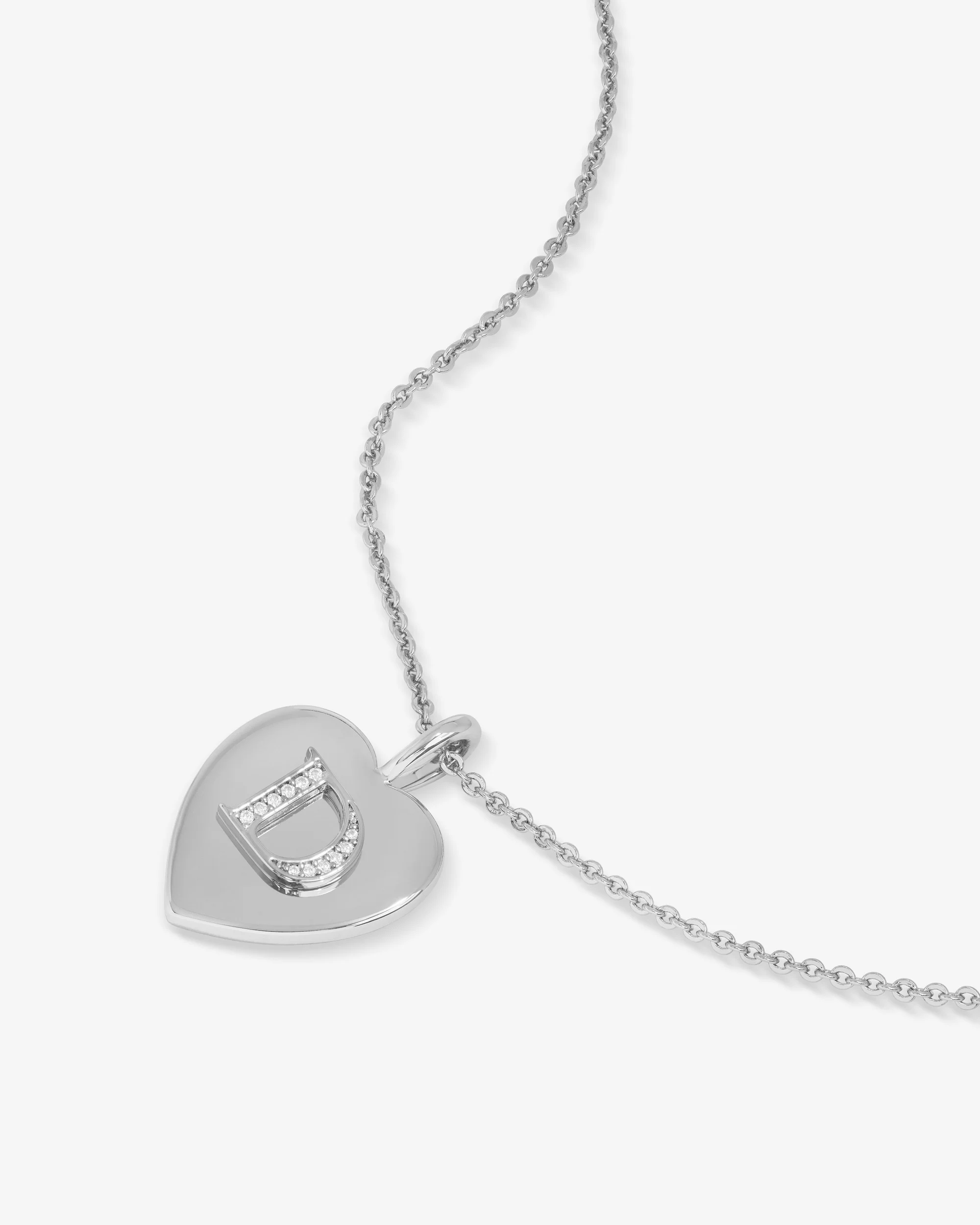 Love Letters Pendant Necklace - Silver|White Diamondettes - Image 31