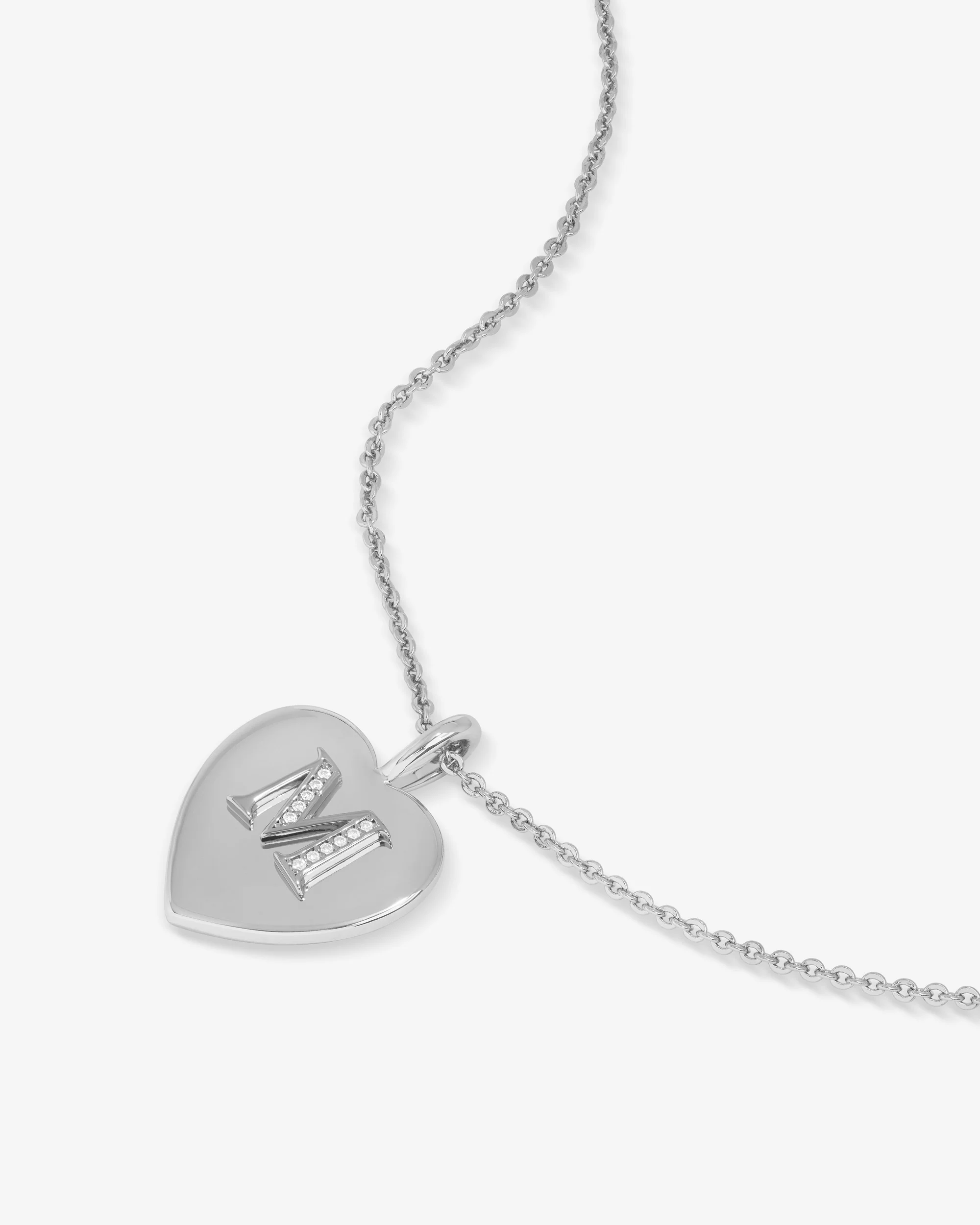 Love Letters Pendant Necklace - Silver|White Diamondettes - Image 40