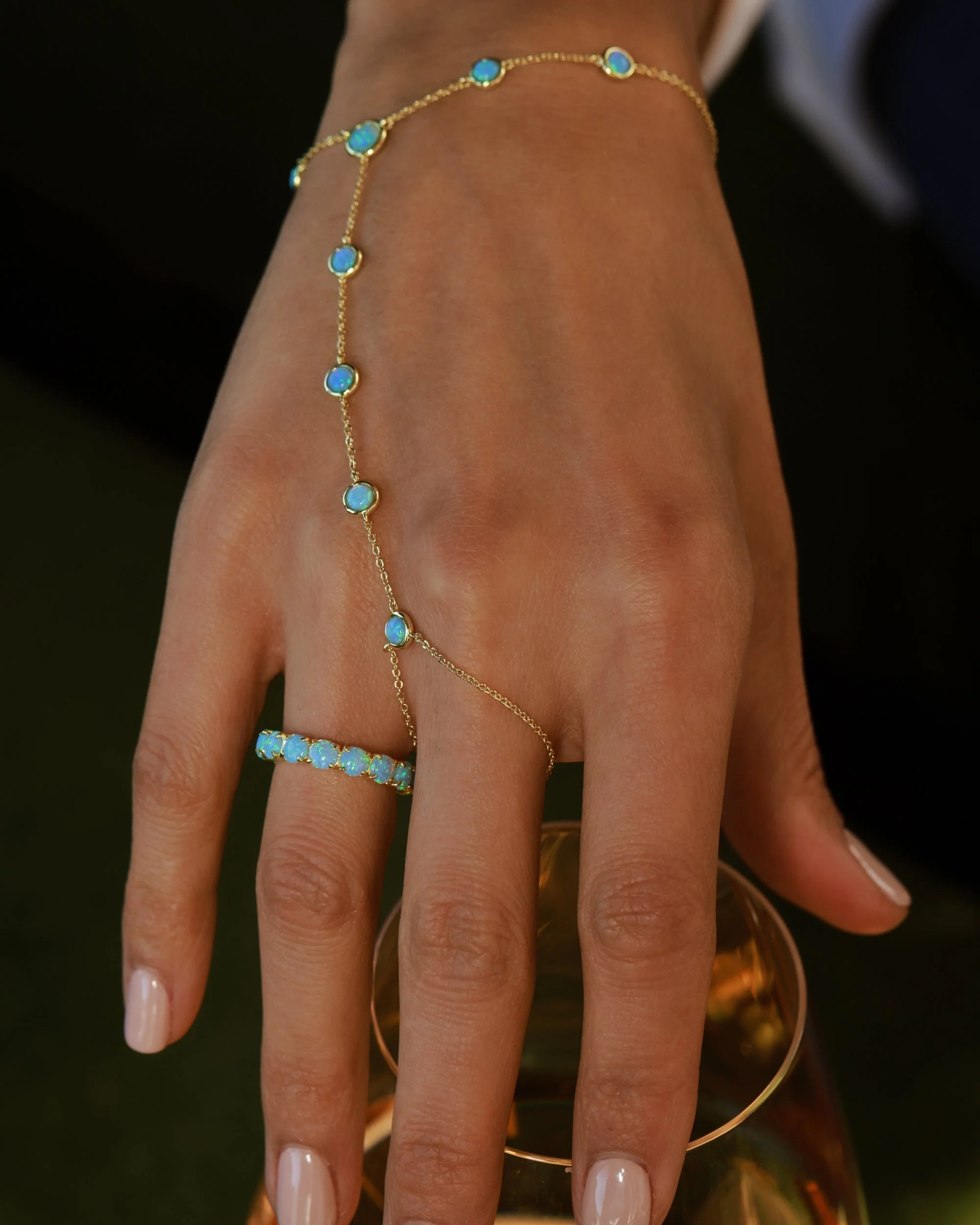 Mojave Hand Chain - Gold|Blue Opal - Image 3
