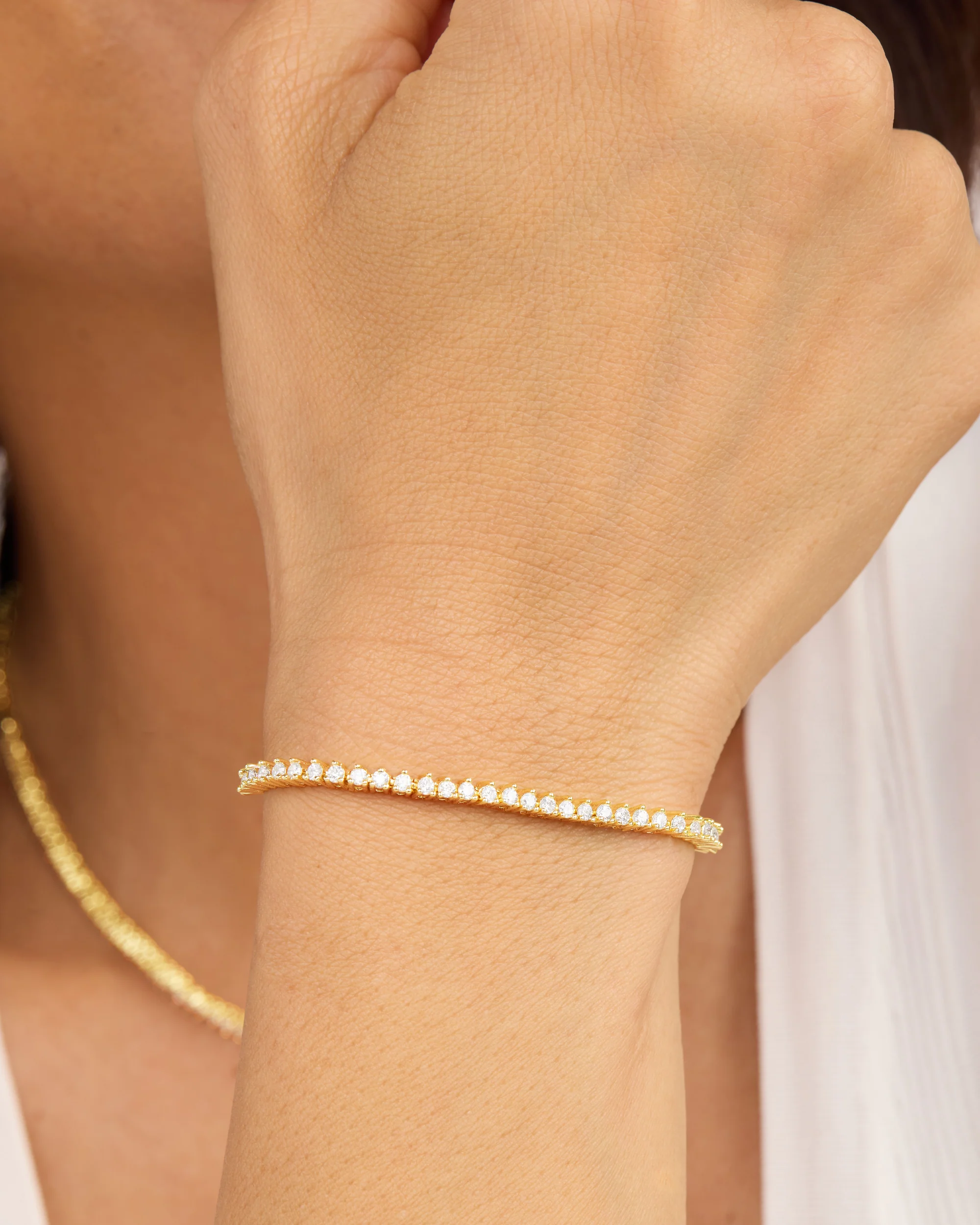 Not Your Basic Tennis Bracelet 2mm - Gold|White Diamondettes - Image 2
